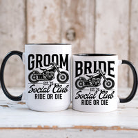 Custom Groom Bride Social Club Ride or Die Matching Mugs For Couples