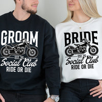 Custom Groom Bride Social Club Ride or Die Matching Hoodies For Couples