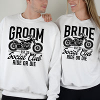 Custom Groom Bride Social Club Ride or Die Matching Hoodies For Couples