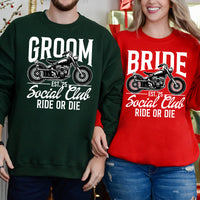 Custom Groom Bride Social Club Ride or Die Matching Hoodies For Couples