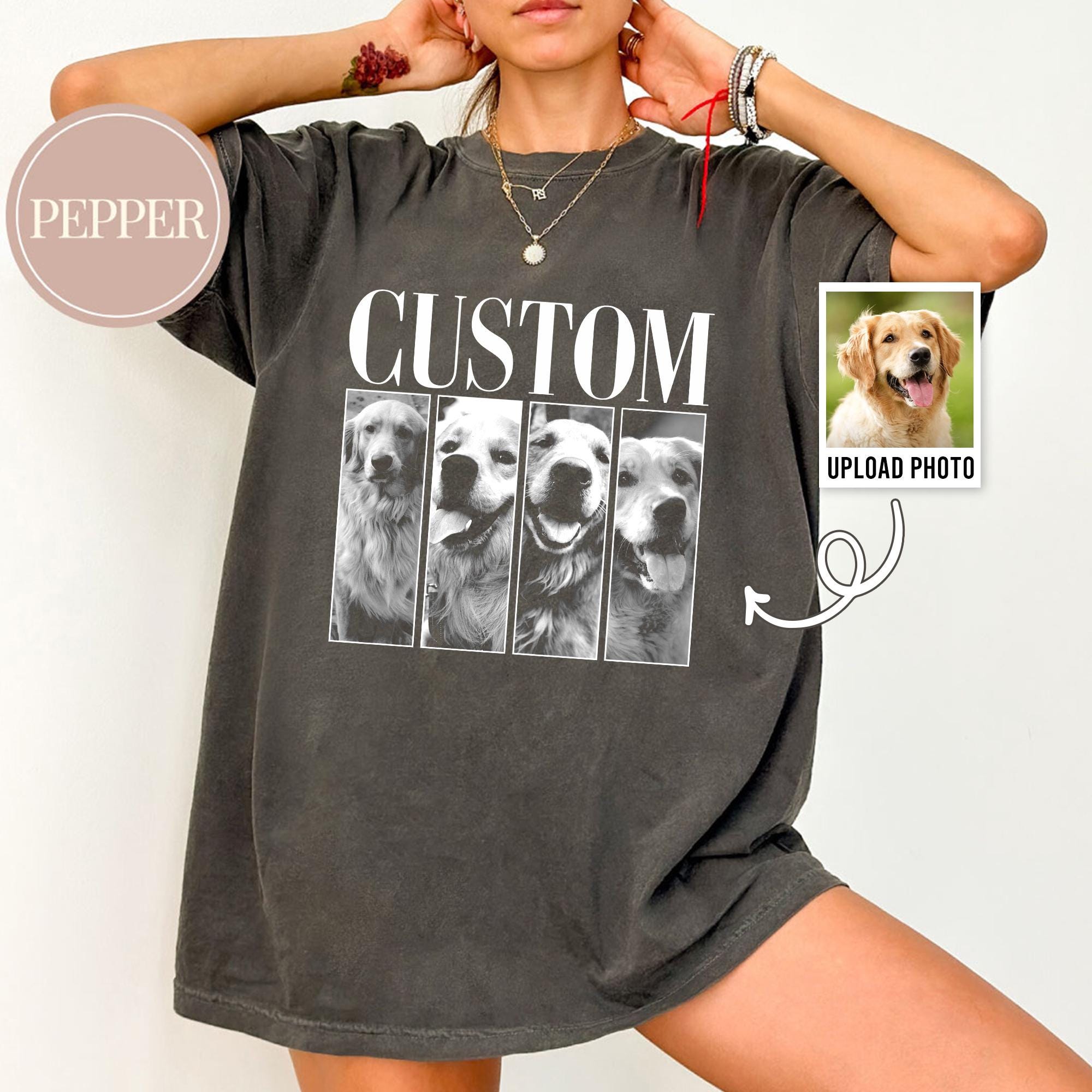 Custom Pet Photo Shirt, Personalized Pet Portrait Tee, Dog Mom Gift, Cat Dad Gift, Pet Remembrance Keepsake