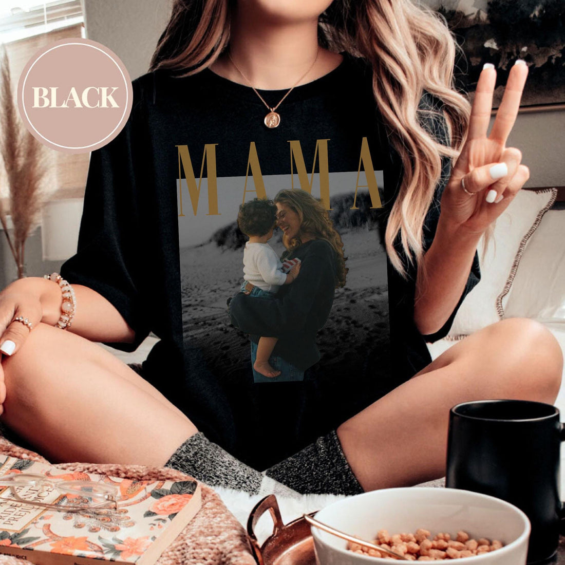 Custom Photo Mama Shirt, Personalized Mom Picture Tee, Mother’s Day Gift, New Mom & Grandma Shirt