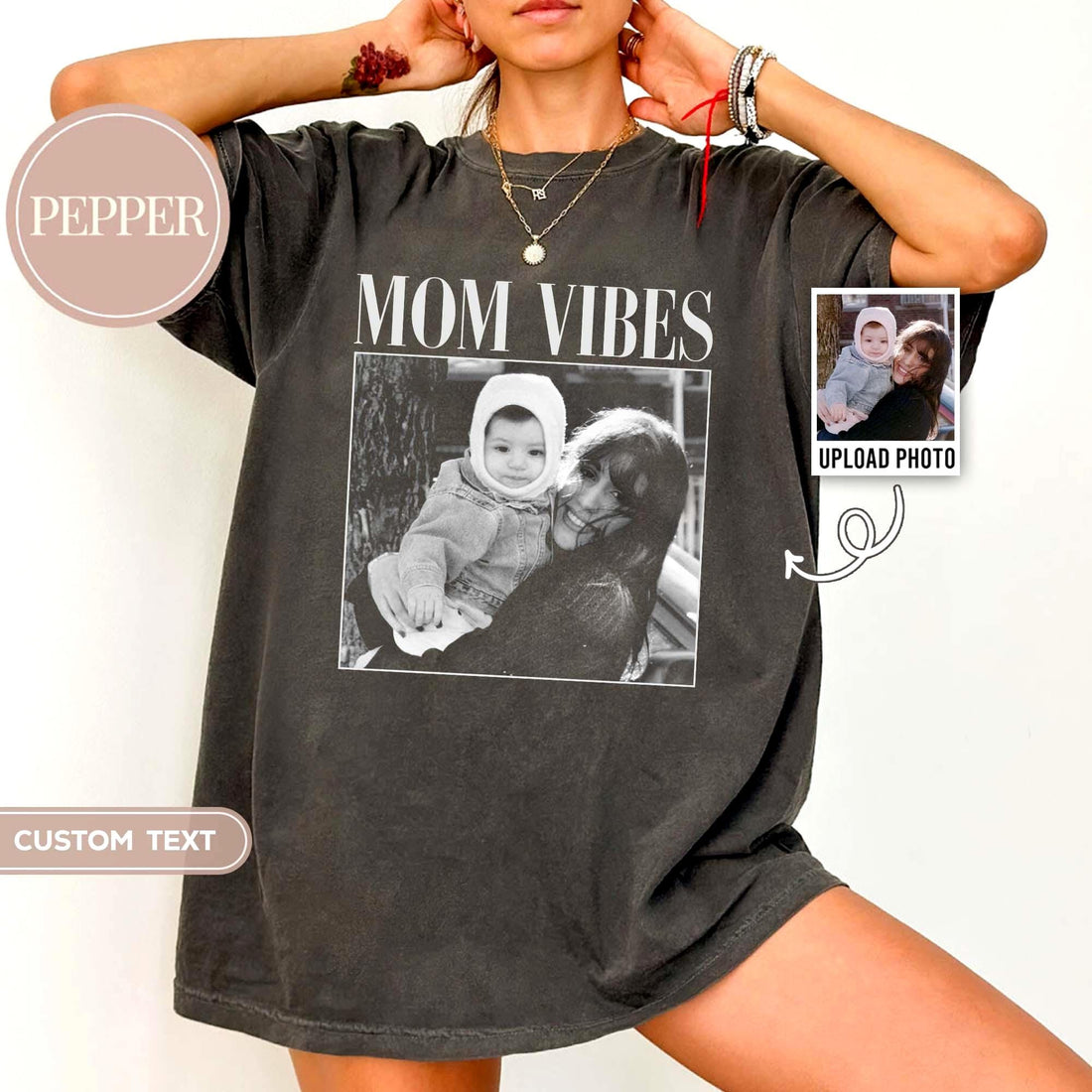 Custom Photo Mom Shirt, Personalized Mom Picture Tee, Mama T-Shirt, Mother’s Day & Mom Gift