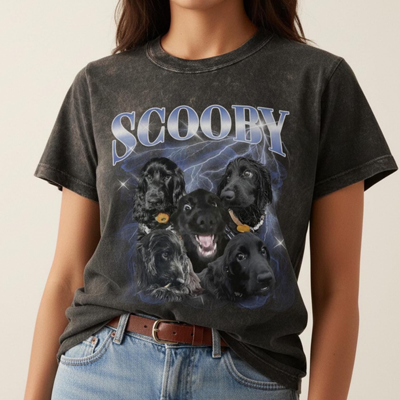 Custom Vintage Pet Shirt – Personalized Dog Bootleg Rap Tee, 90s Retro Graphic