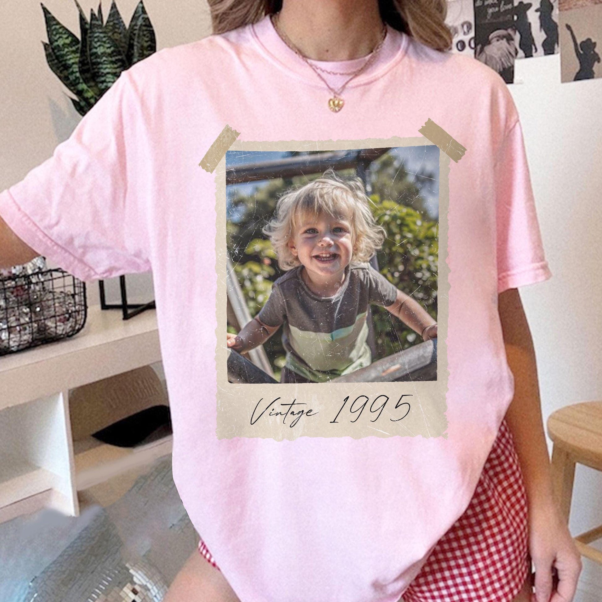 Personalized Vintage Photo Shirt, Custom Picture & Year Tee, Retro 30th Birthday Gift, Vintage Birthday Party Tee