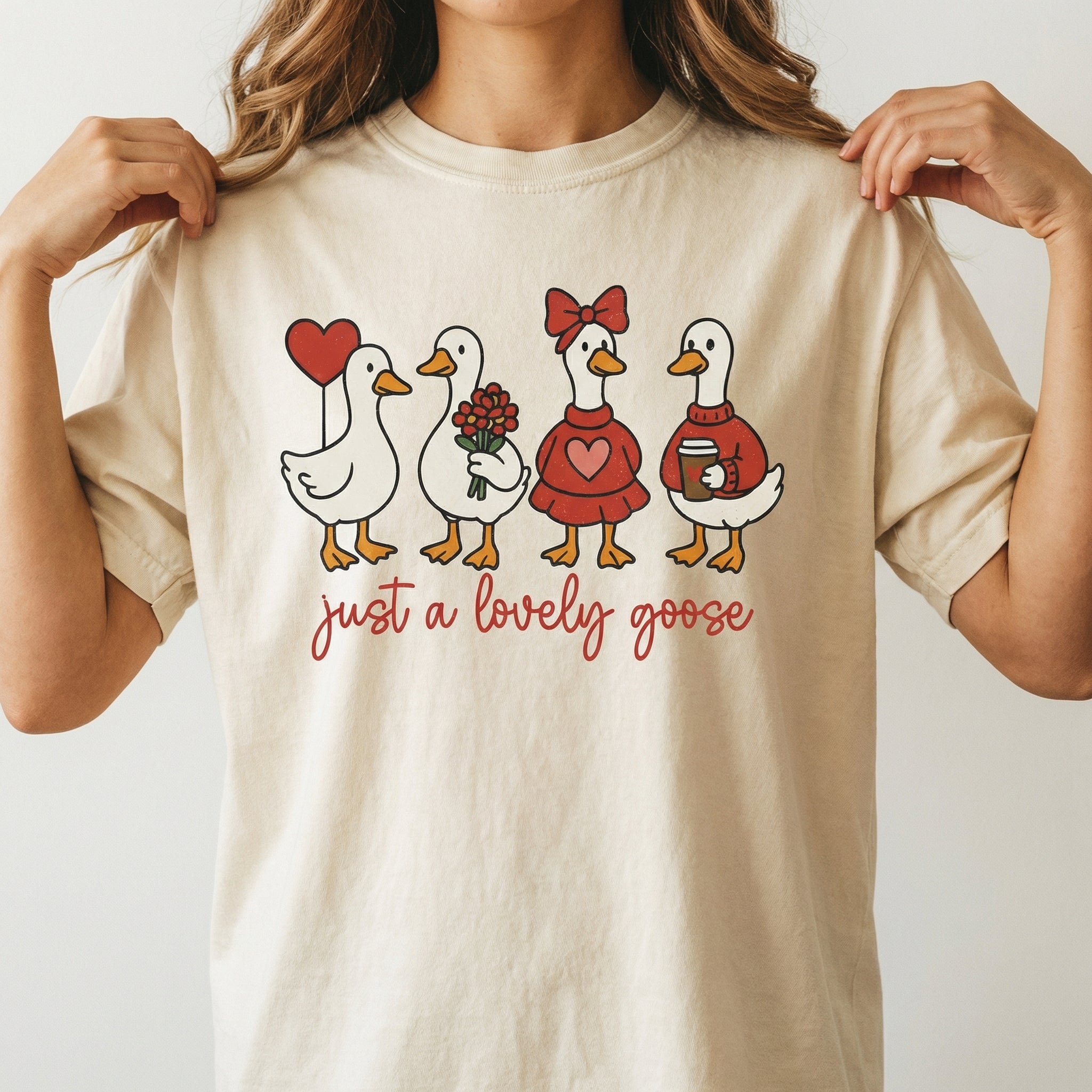 Cute Coquette Goose Valentine T-Shirt – Funny Silly Goose Graphic Tee – Valentine’s Day Gift