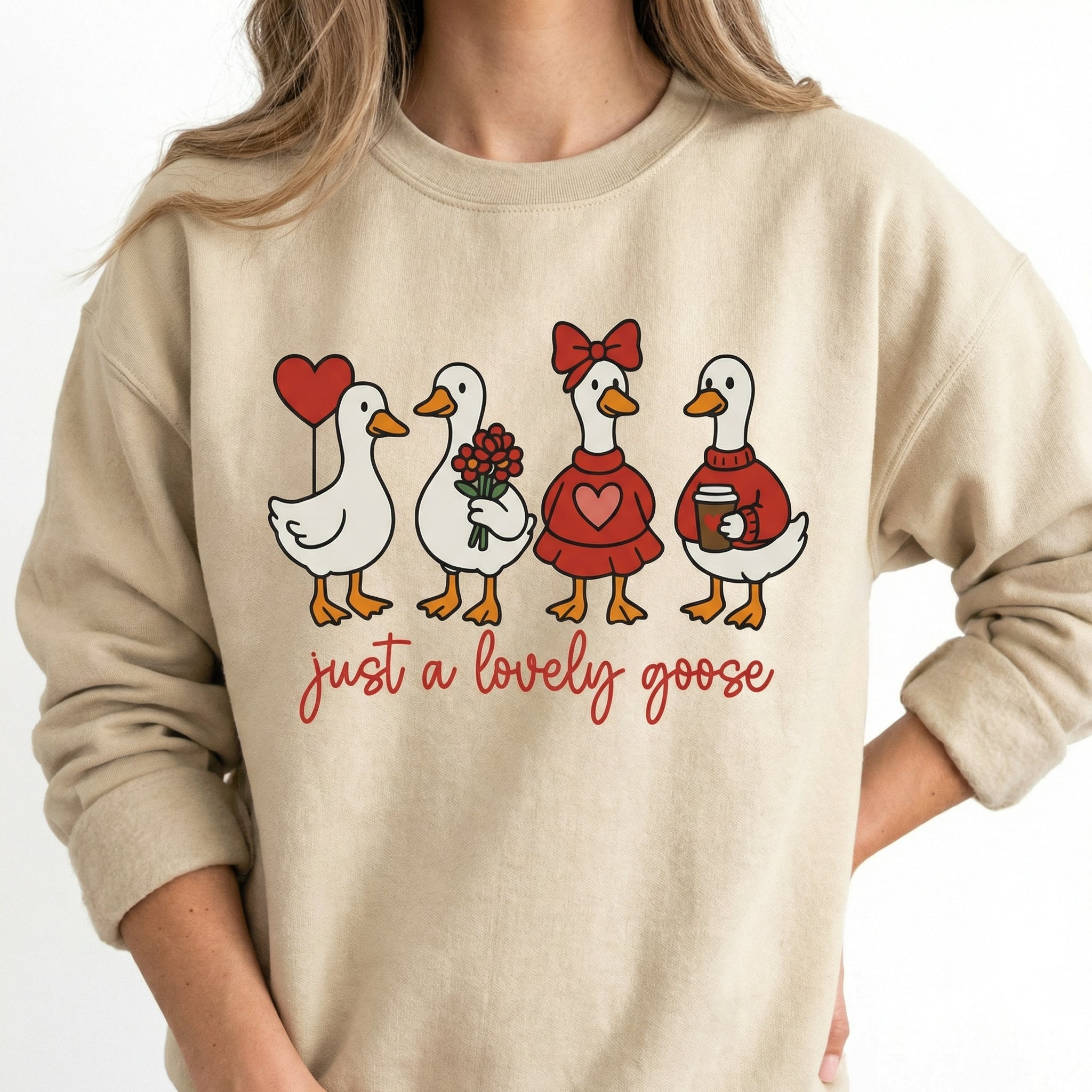 Cute Coquette Goose Valentine T-Shirt – Funny Silly Goose Graphic Tee – Valentine’s Day Gift