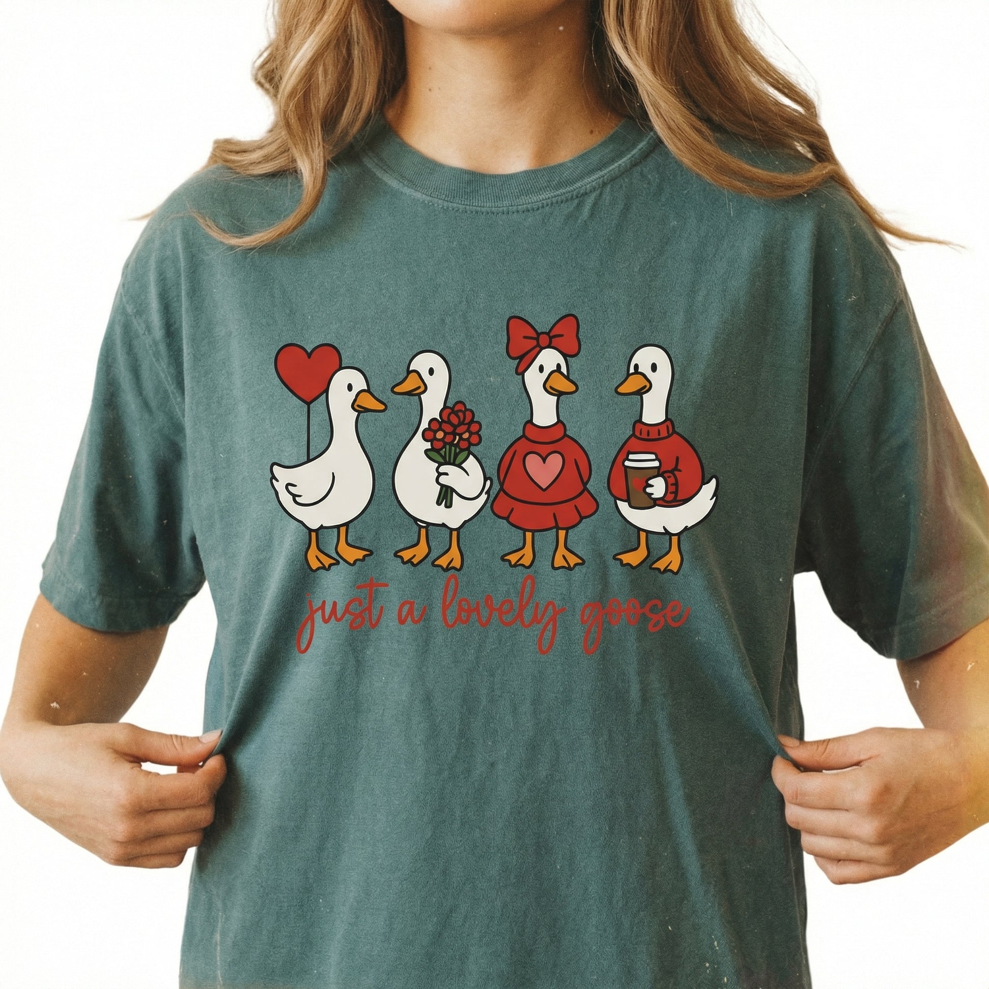 Cute Coquette Goose Valentine T-Shirt – Funny Silly Goose Graphic Tee – Valentine’s Day Gift