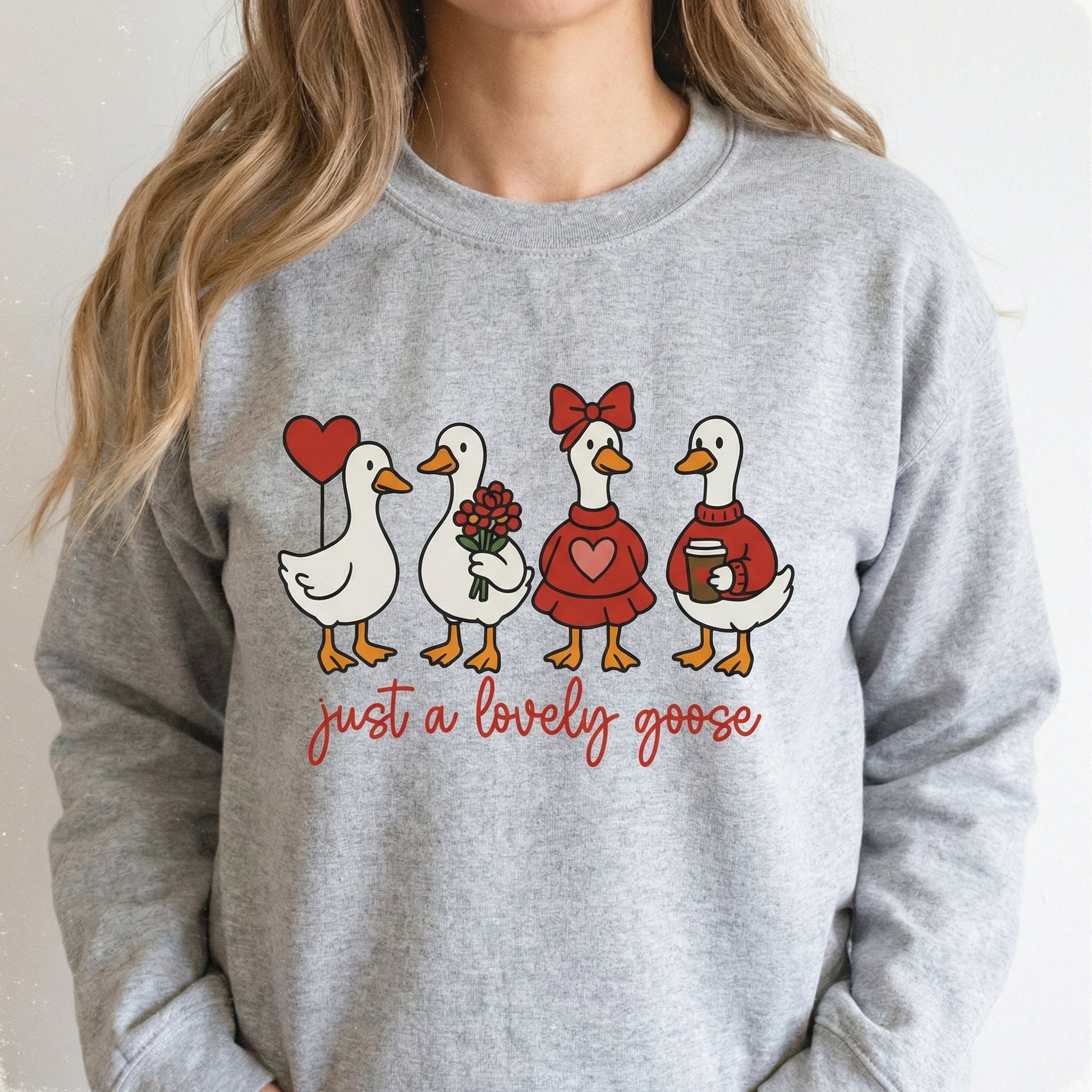 Cute Coquette Goose Valentine T-Shirt – Funny Silly Goose Graphic Tee – Valentine’s Day Gift