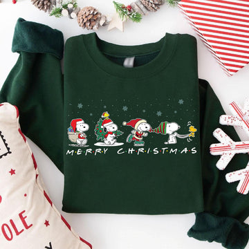 Cute Dog Christmas Sweatshirt – Retro Cartoon Beagle Holiday Graphic Pullover