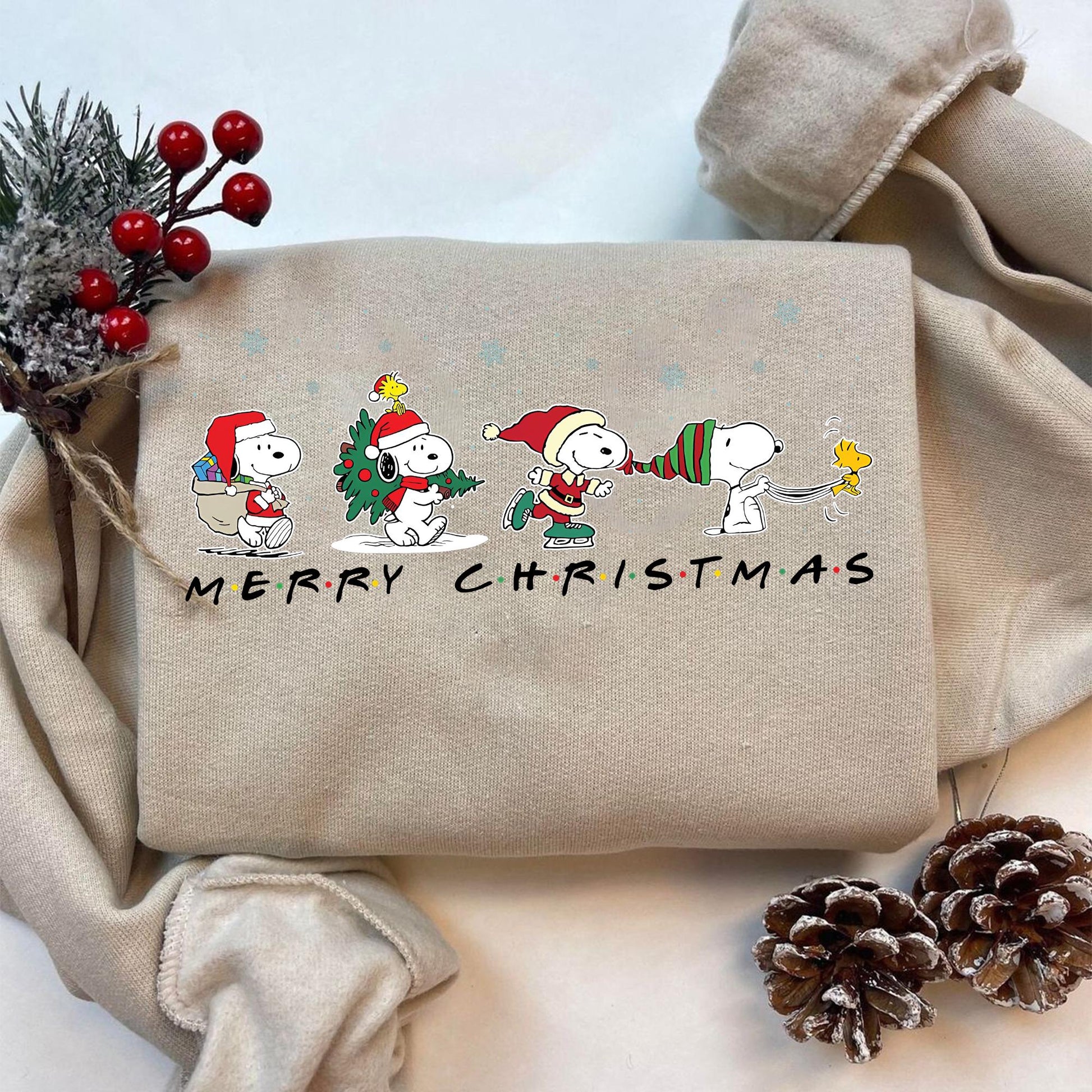 Cute Dog Christmas Sweatshirt – Retro Cartoon Beagle Holiday Graphic Pullover