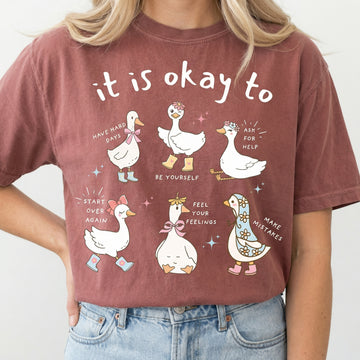 Cute Goose Motivational T-Shirt – Positive Affirmation Graphic Tee – Mental Health Awareness Shirt
