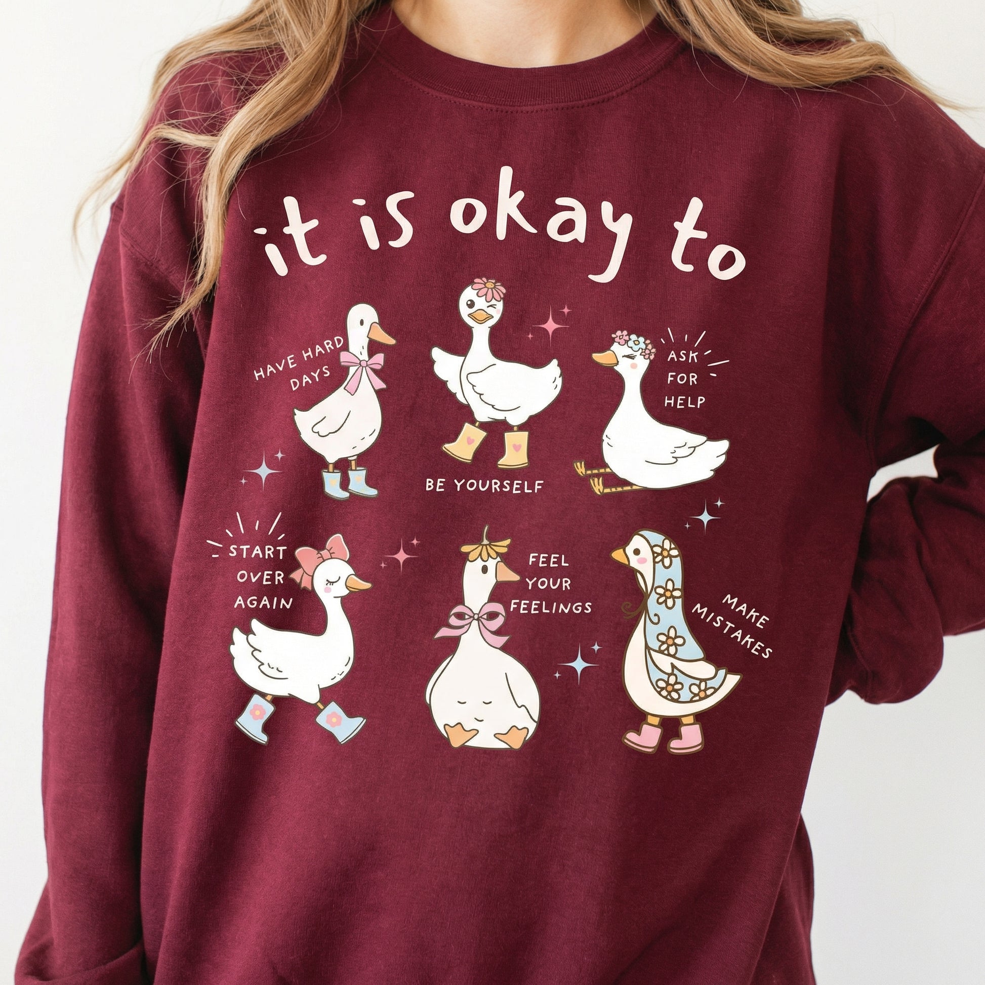 Cute Goose Motivational T-Shirt – Positive Affirmation Graphic Tee – Mental Health Awareness Shirt
