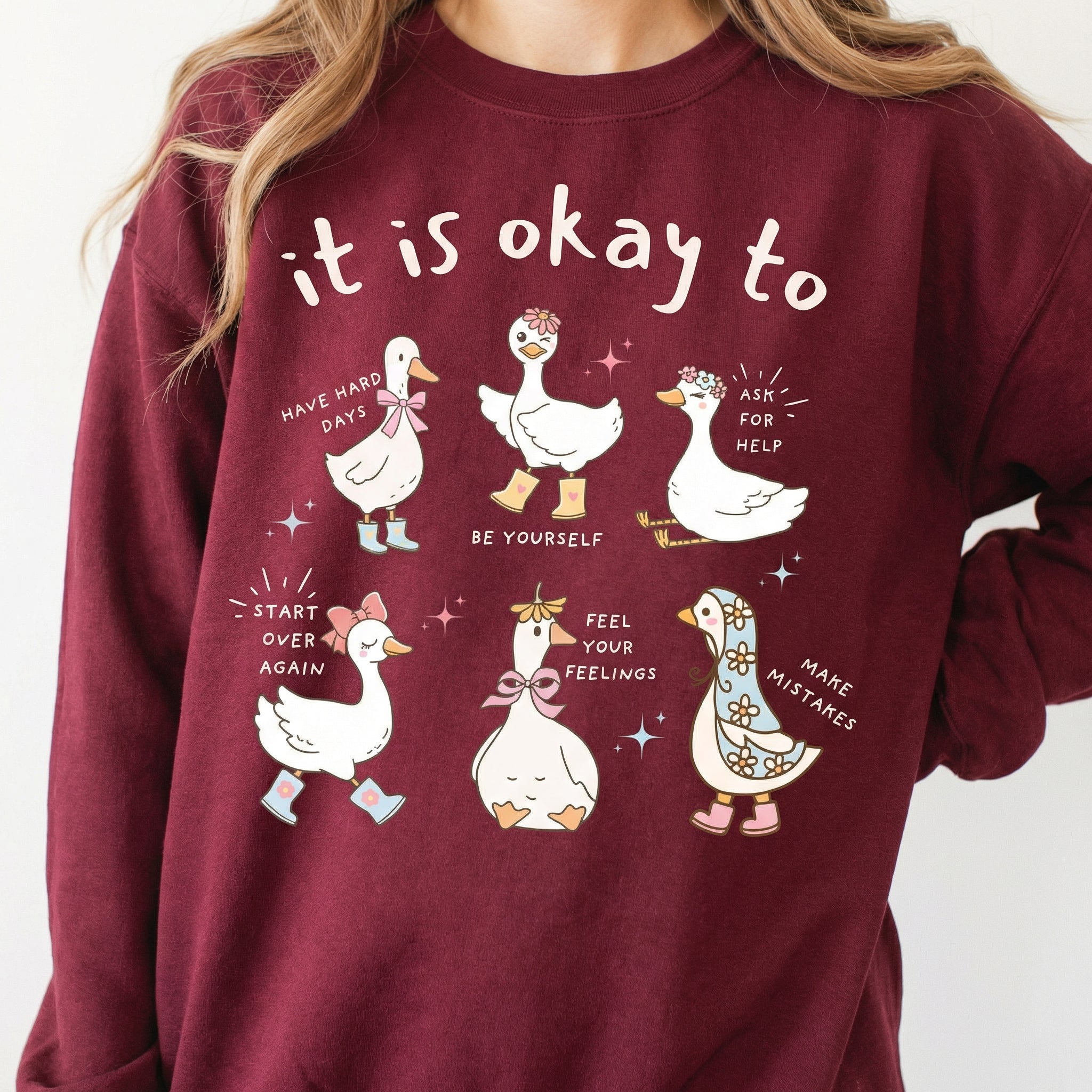 Cute Goose Motivational T-Shirt – Positive Affirmation Graphic Tee – Mental Health Awareness Shirt