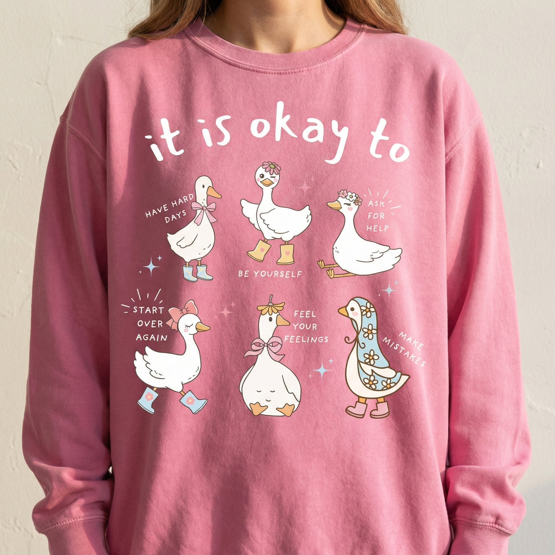 Cute Goose Motivational T-Shirt – Positive Affirmation Graphic Tee – Mental Health Awareness Shirt