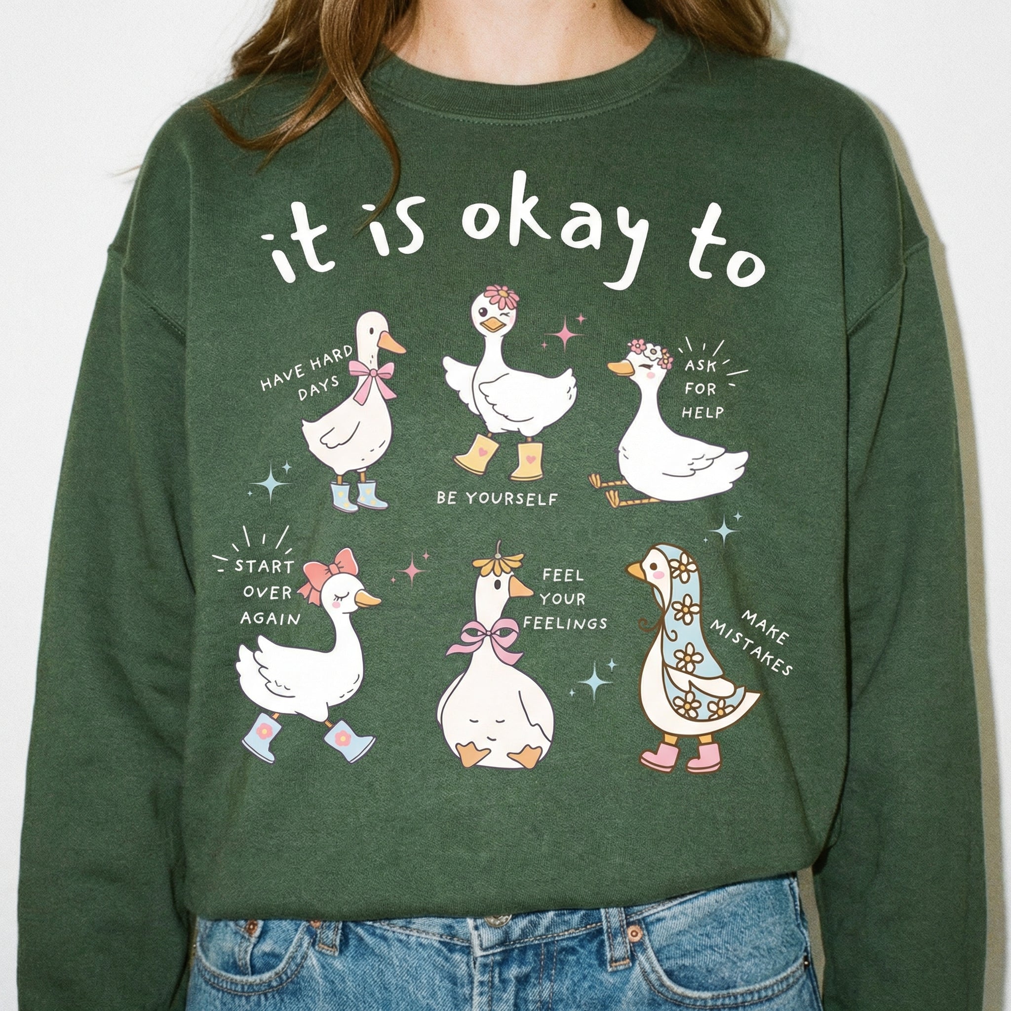 Cute Goose Motivational T-Shirt – Positive Affirmation Graphic Tee – Mental Health Awareness Shirt
