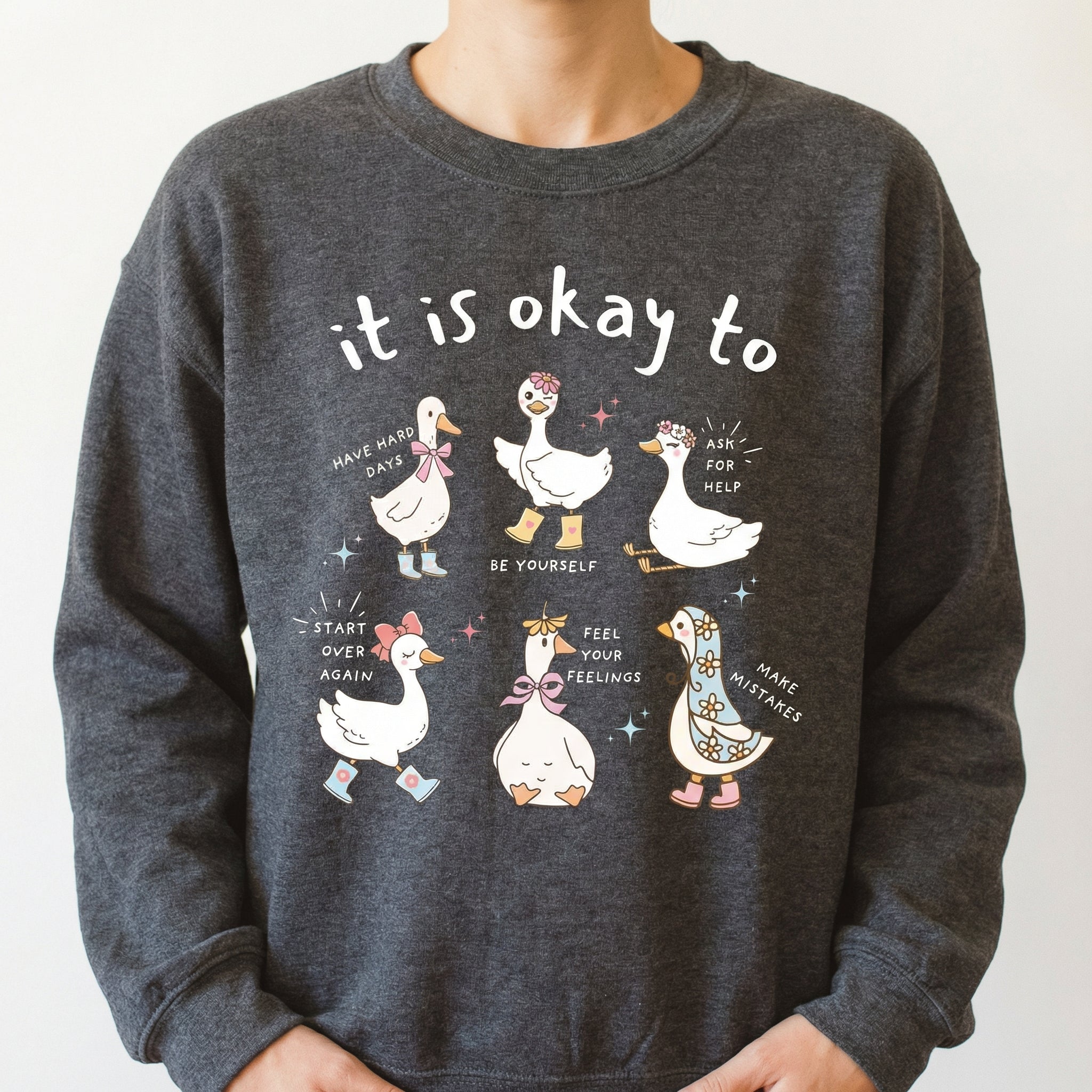 Cute Goose Motivational T-Shirt – Positive Affirmation Graphic Tee – Mental Health Awareness Shirt