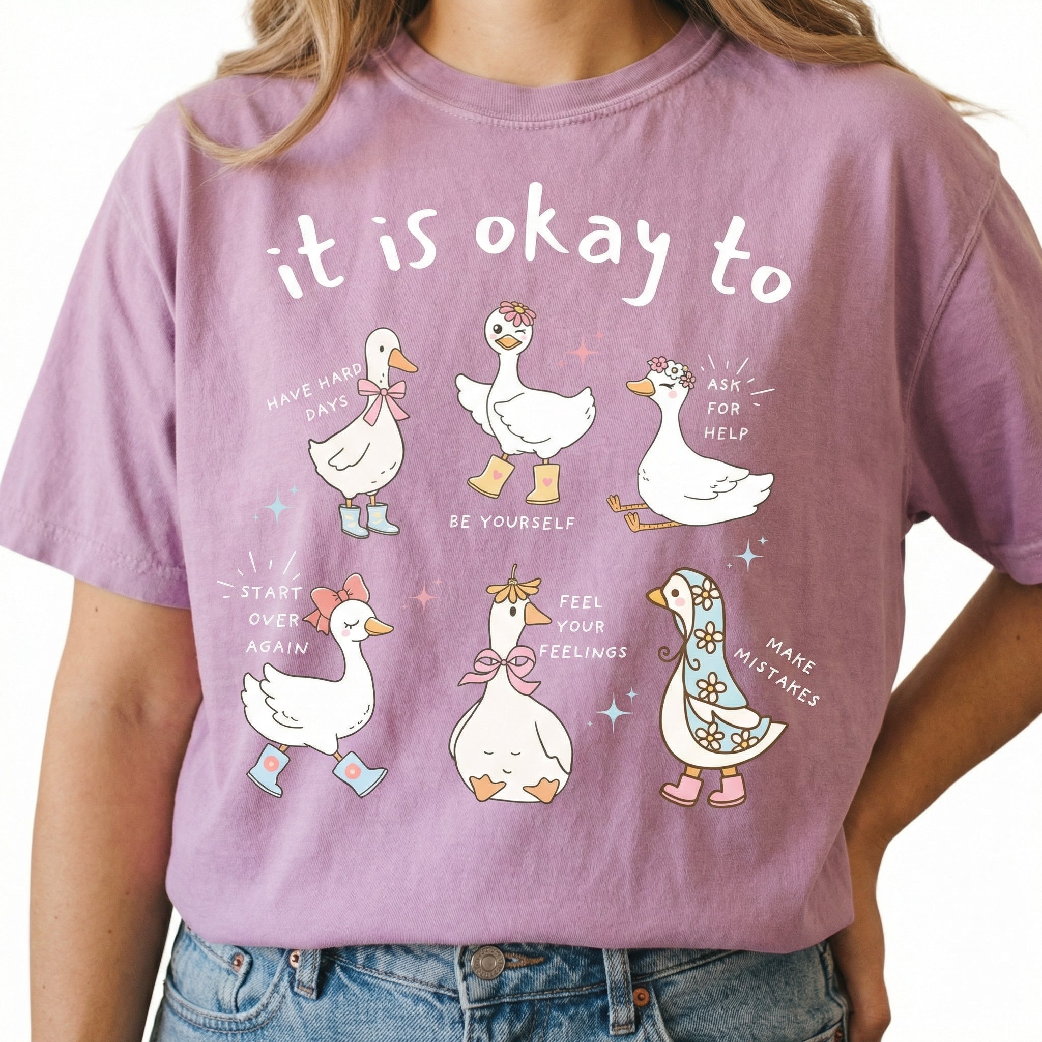 Cute Goose Motivational T-Shirt – Positive Affirmation Graphic Tee – Mental Health Awareness Shirt