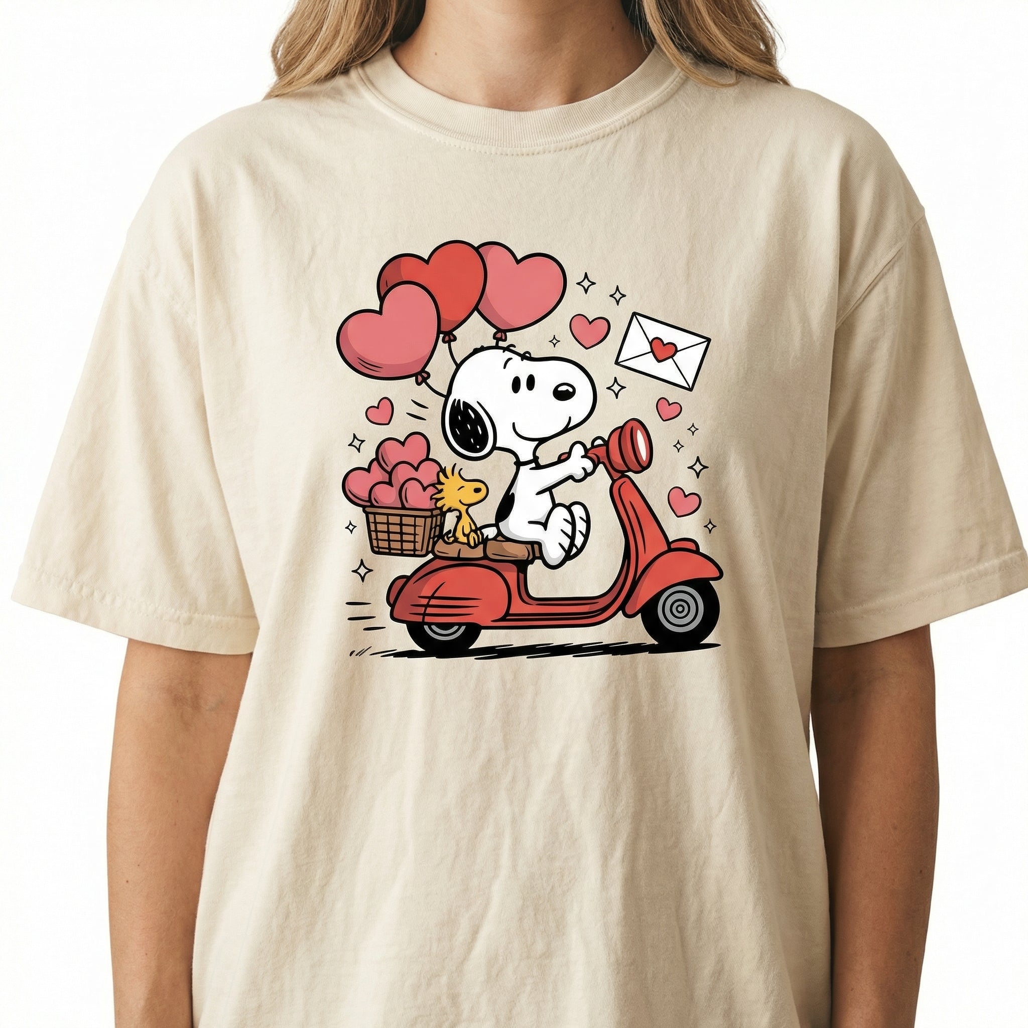Cute Puppy Valentine Graphic Sweatshirt – Scooter Dog with Heart Balloons