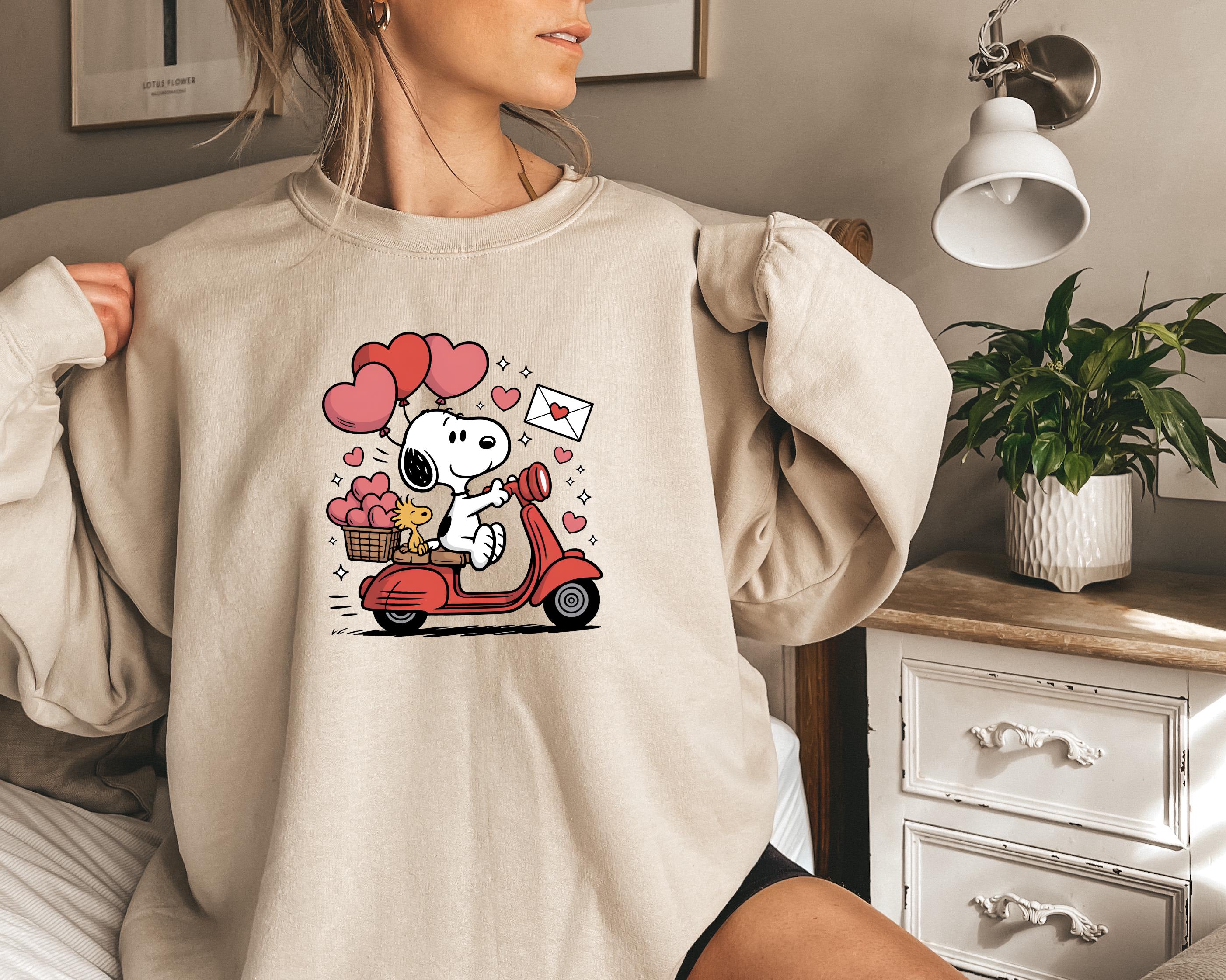 Cute Puppy Valentine Graphic Sweatshirt – Scooter Dog with Heart Balloons