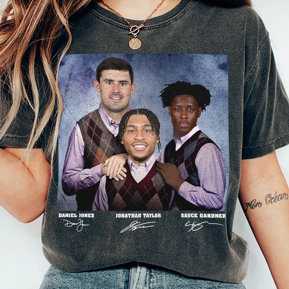 Daniel Jones Jonathan Taylor Sauce Gardner Vintage Football T-Shirt – New York Retro 90s Style Tee