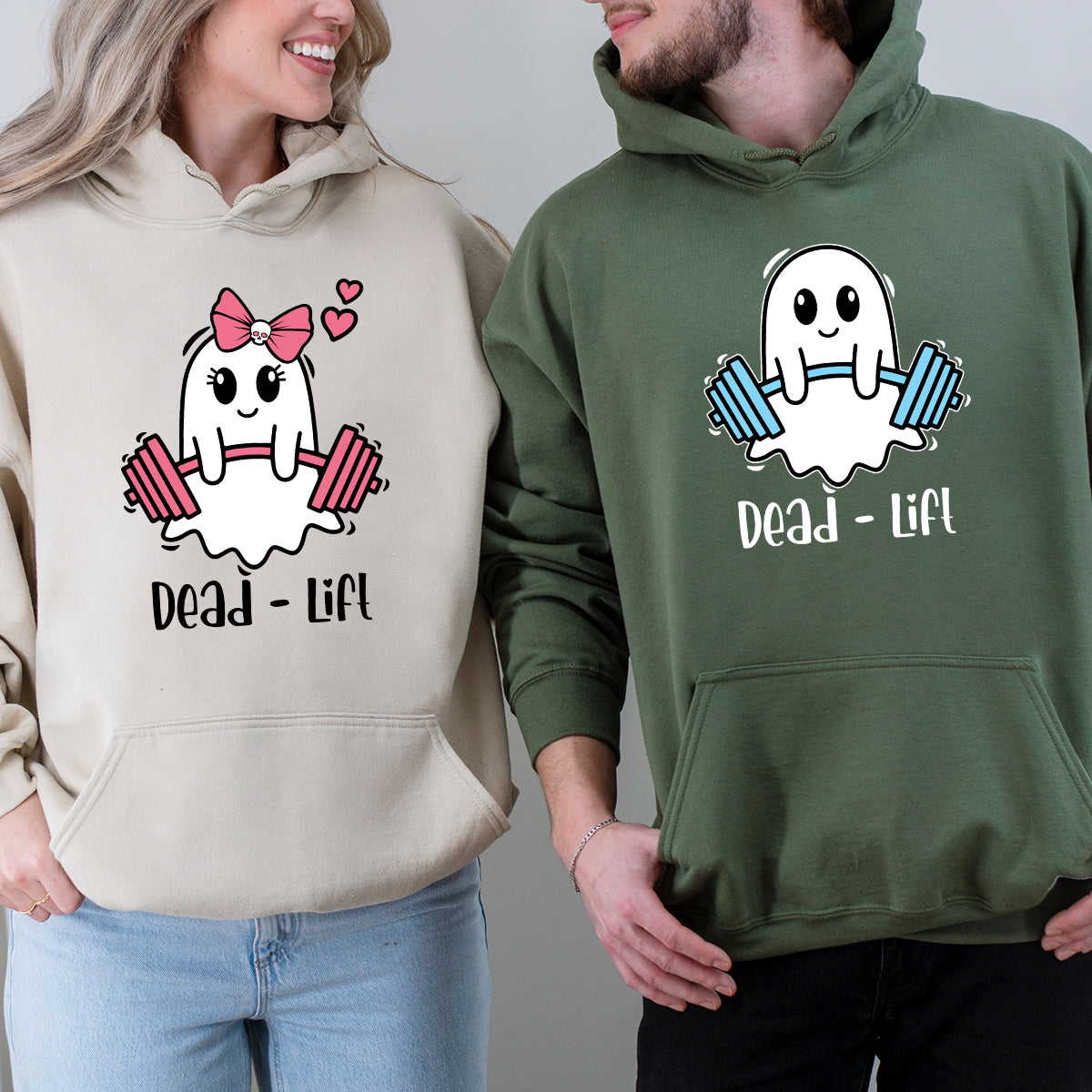 Dead Lift Funny Ghost Couple Matching Hoodies For Couples