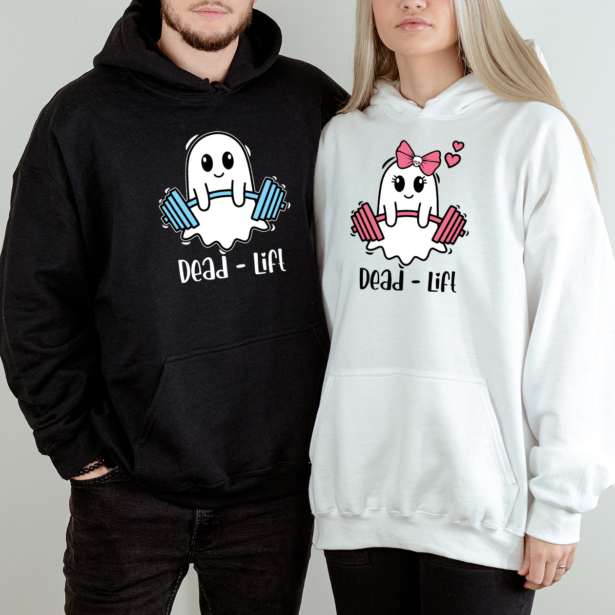 Dead Lift Funny Ghost Couple Matching Hoodies For Couples