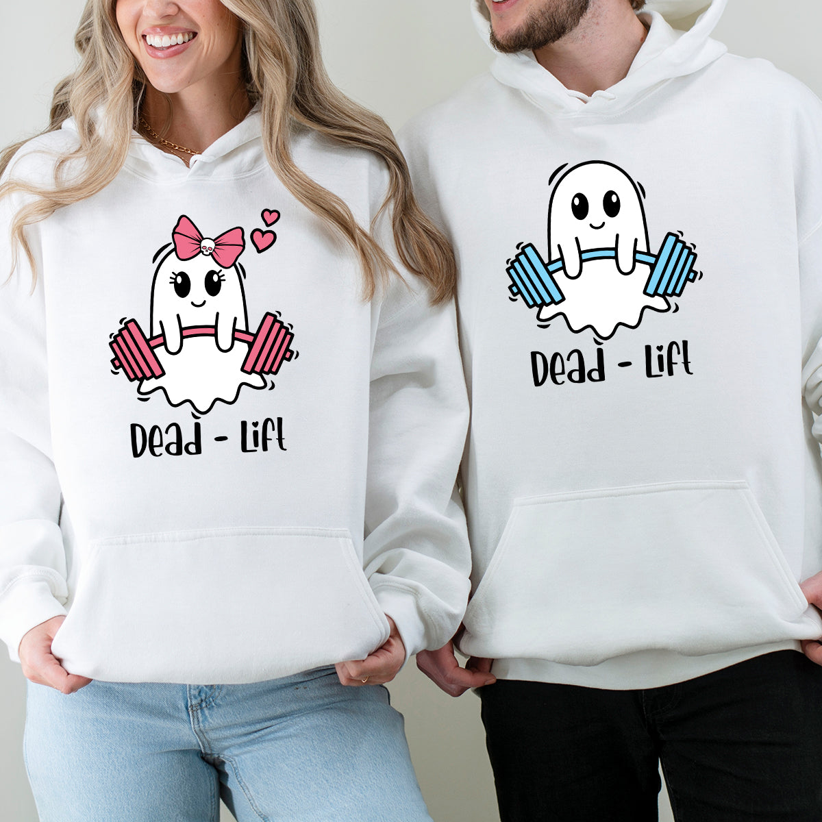 Dead Lift Funny Ghost Couple Matching Hoodies For Couples