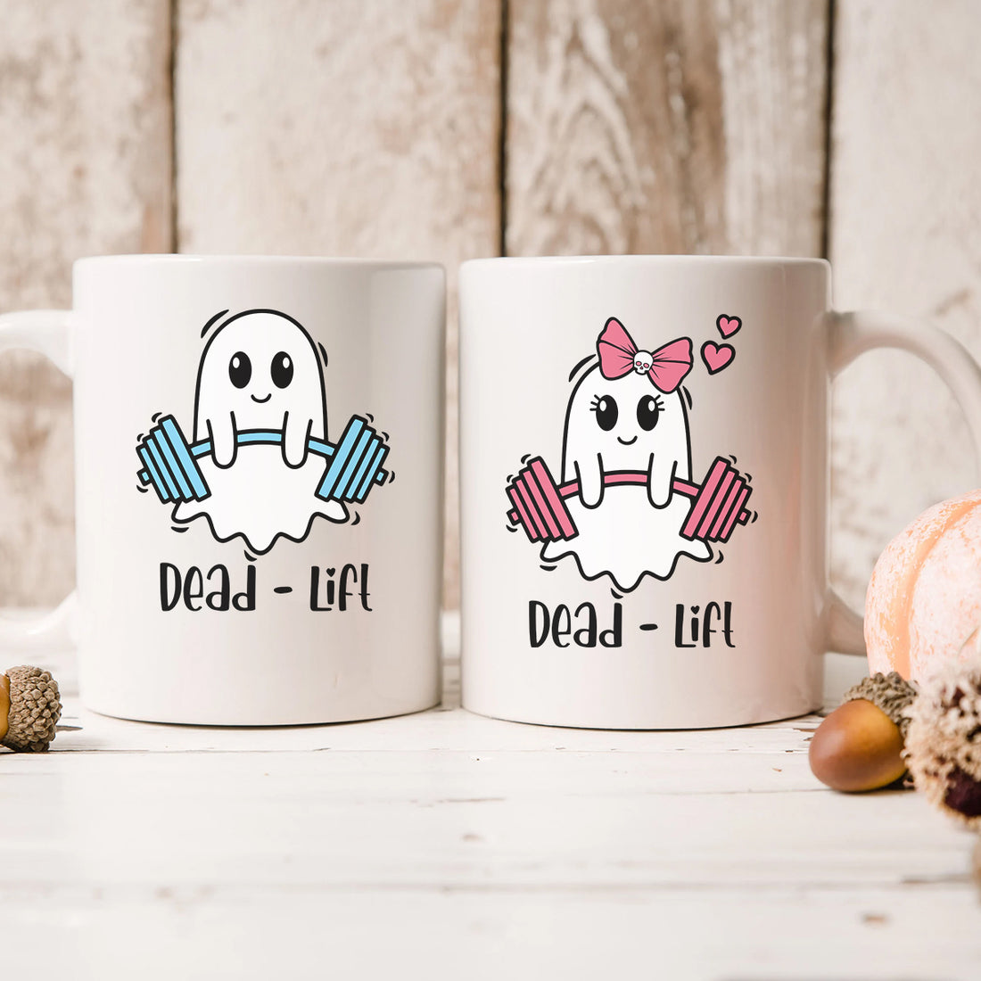 Dead Lift Funny Ghost Couple Matching Mugs For Couples