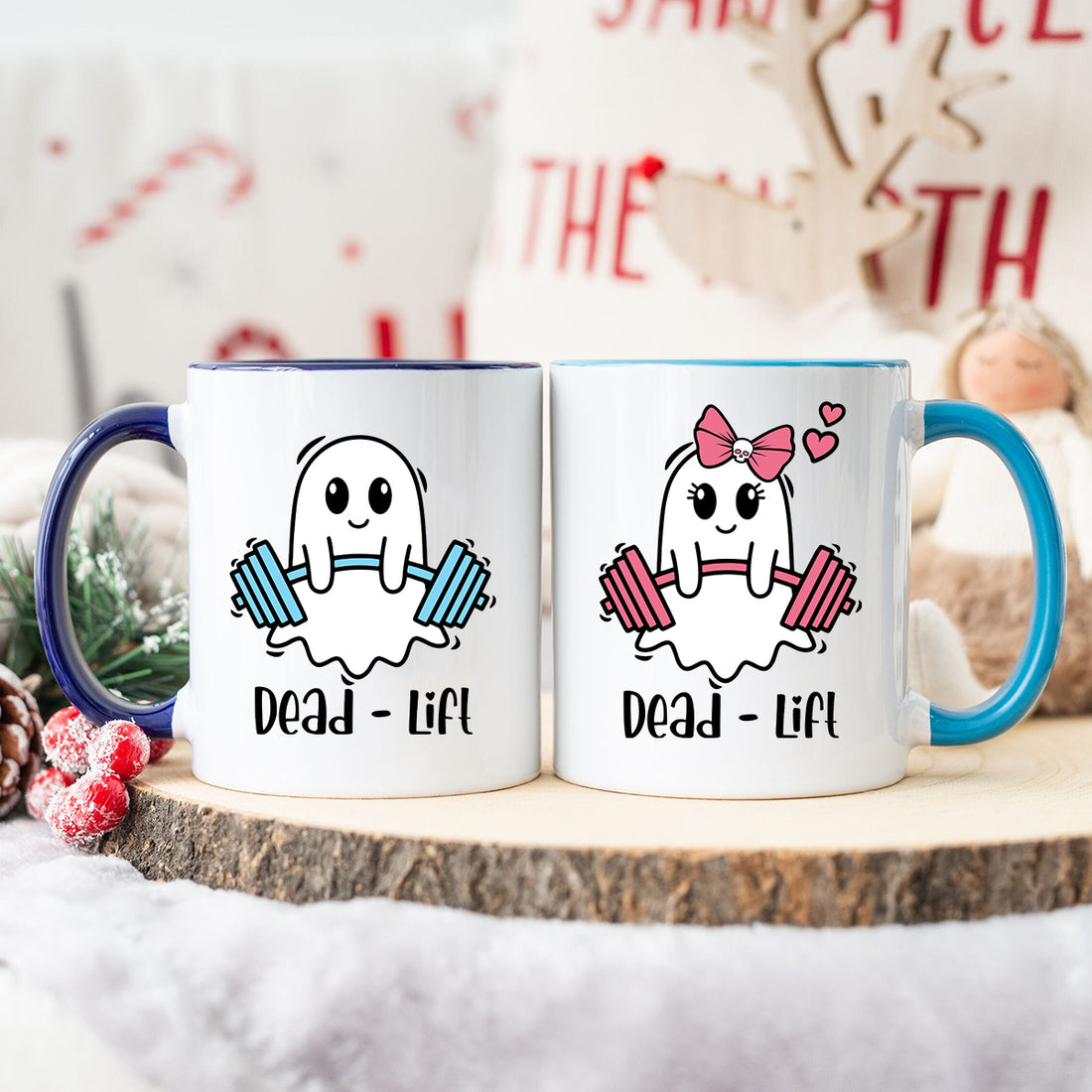 Dead Lift Funny Ghost Couple Matching Mugs For Couples