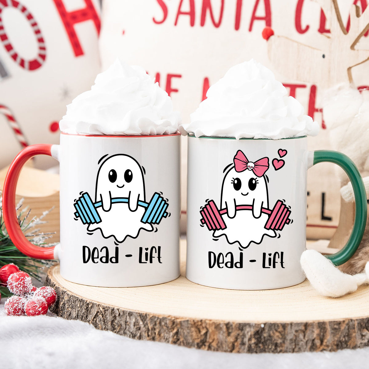 Dead Lift Funny Ghost Couple Matching Mugs For Couples