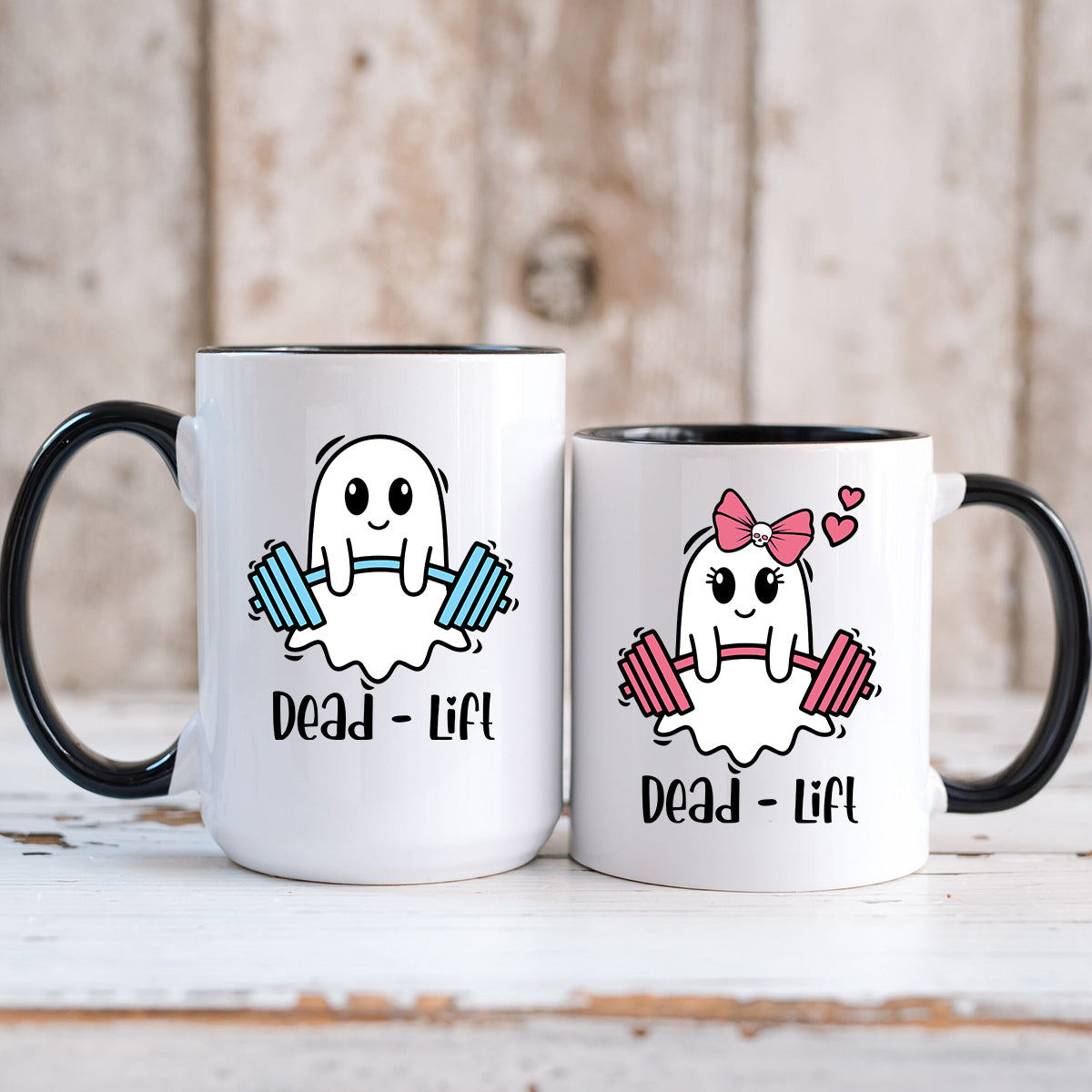 Dead Lift Funny Ghost Couple Matching Mugs For Couples