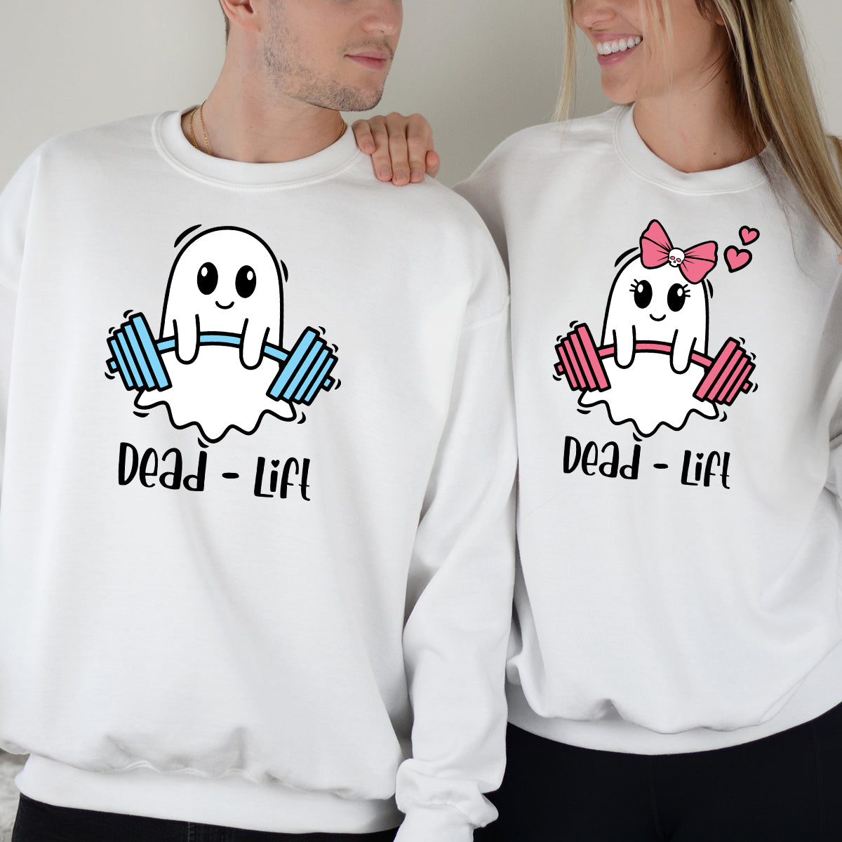 Dead Lift Funny Ghost Couple Matching Hoodies For Couples