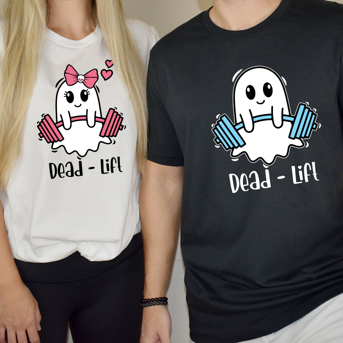 Dead Lift Funny Ghost Couple Matching T-Shirts For Couples