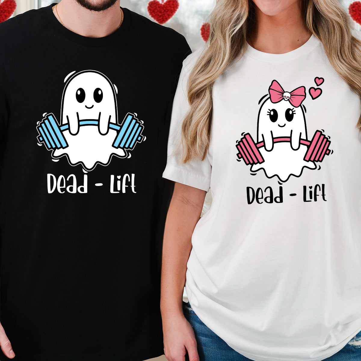 Dead Lift Funny Ghost Couple Matching T-Shirts For Couples