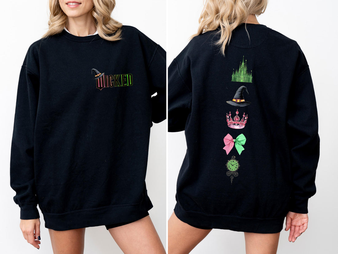 Defy Gravity Wicked the Musical Shirt – Retro Wizard Broomstick Two-Sided Sweatshirt, Wicked Musical Fan Gift