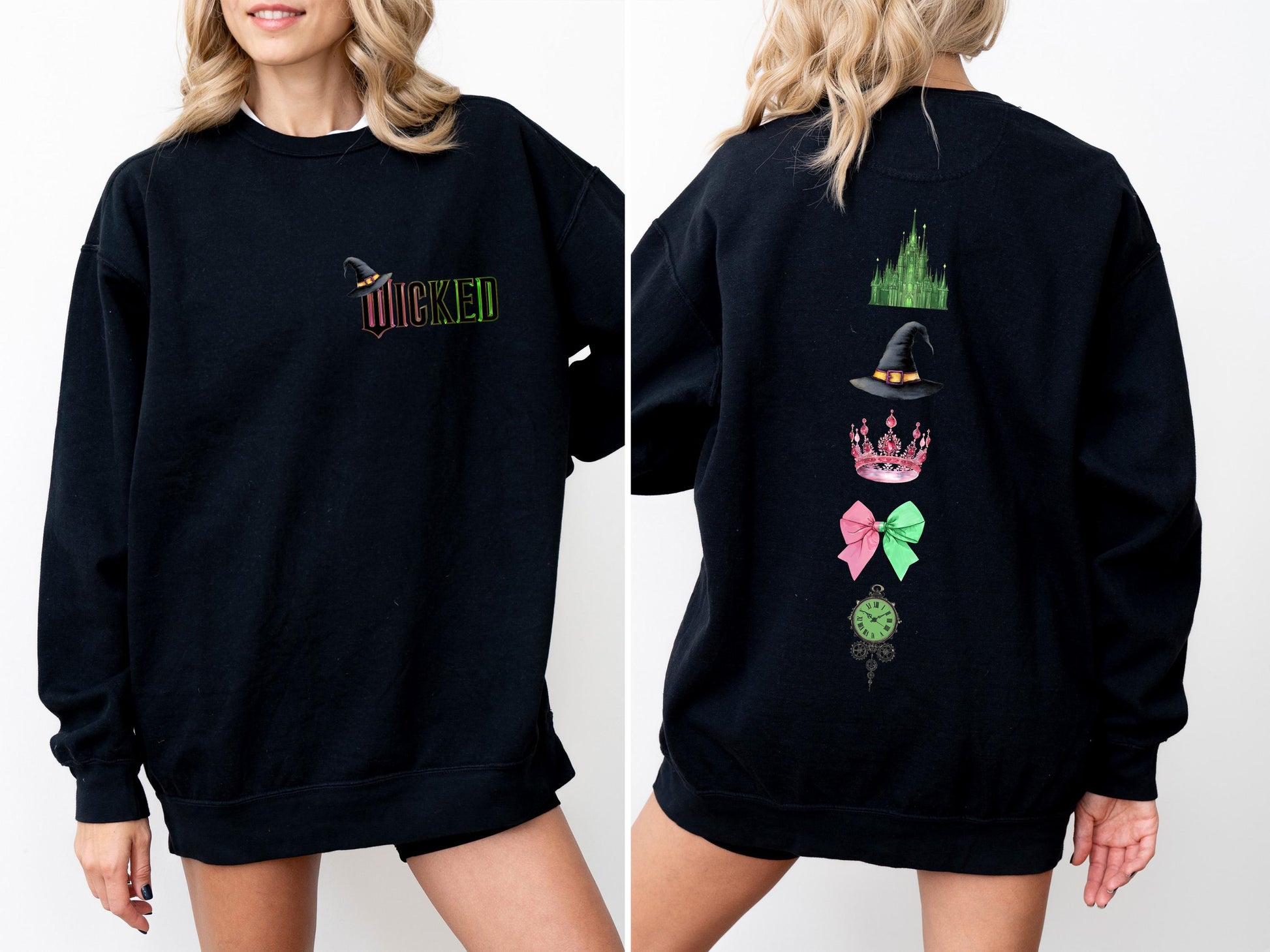 Defy Gravity Wicked the Musical Shirt – Retro Wizard Broomstick Two-Sided Sweatshirt, Wicked Musical Fan Gift