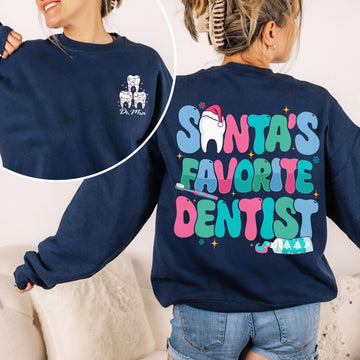 Dental Christmas Sweatshirt – Santa’s Favorite Dentist Holiday Crewneck, Dental Gift
