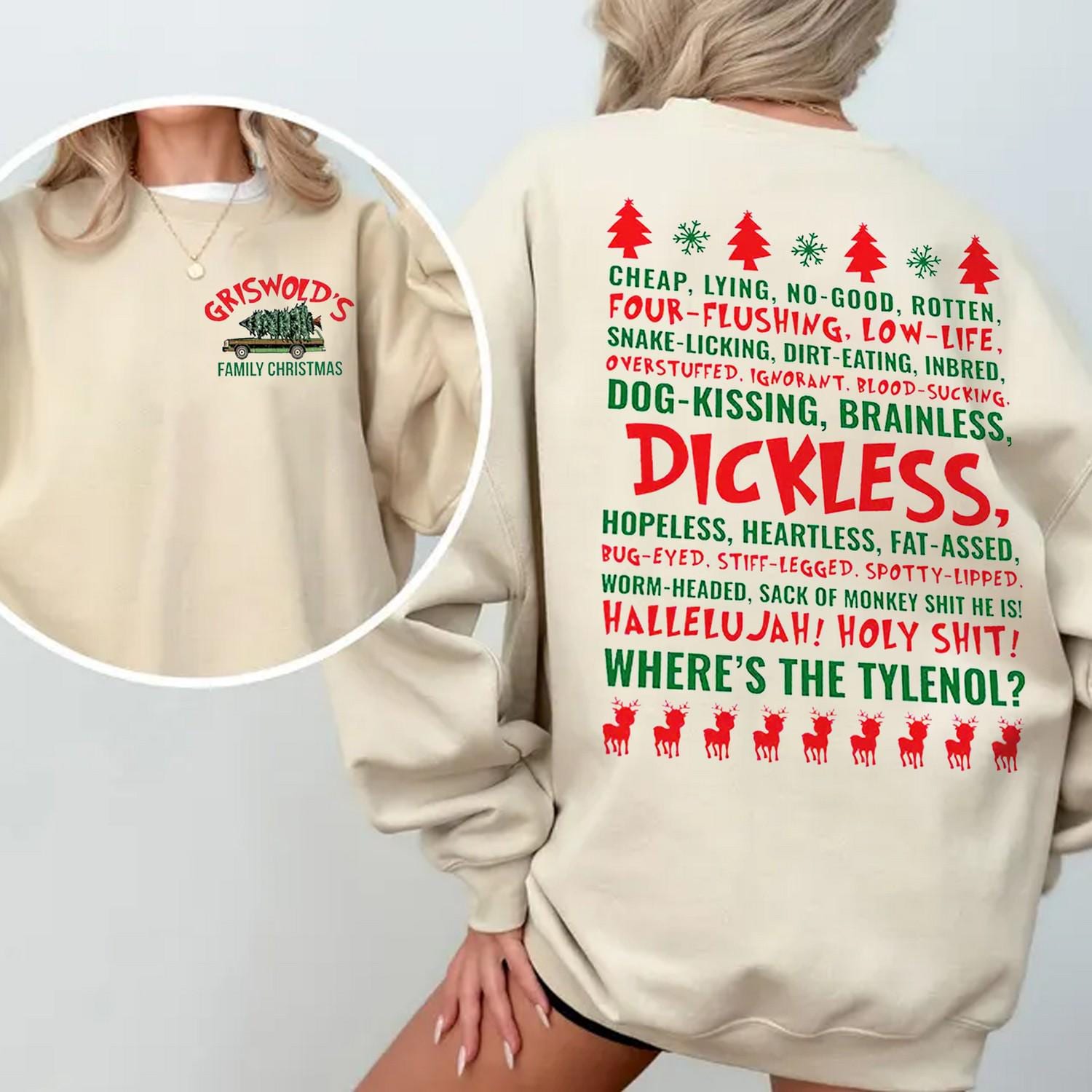 Dickless Griswold Two-Sided Sweatshirt – Funny Christmas Holiday Movie Inspired Pullover