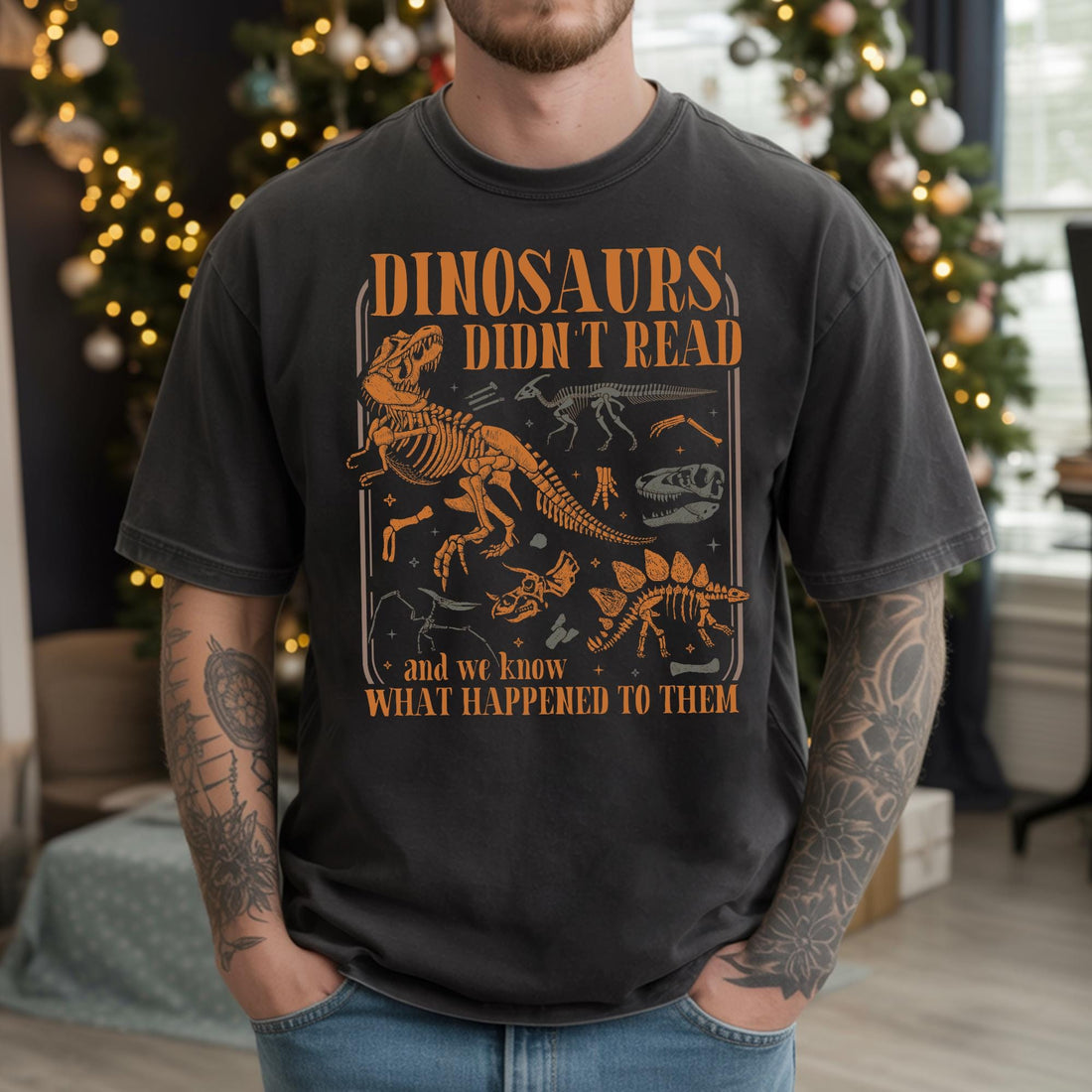 Dinosaurs Didn’t Read Shirt – Funny Book Lover Graphic Tee