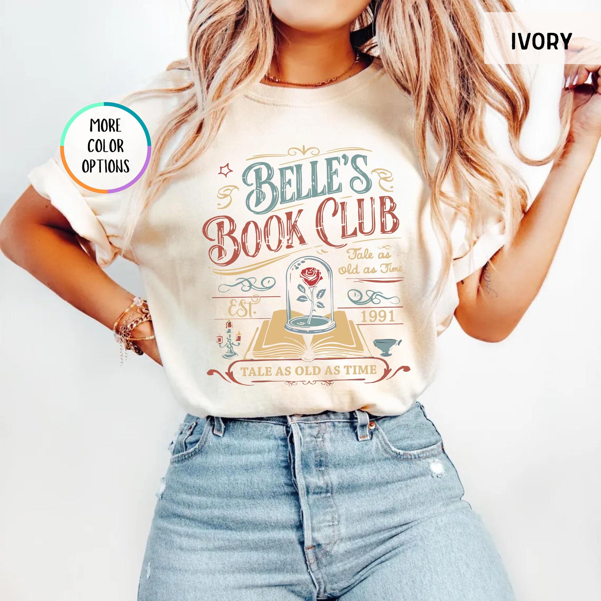 Belle Book Club Tee – Vintage Reading Shirt – Tale as Old as Time Book Lover Gift