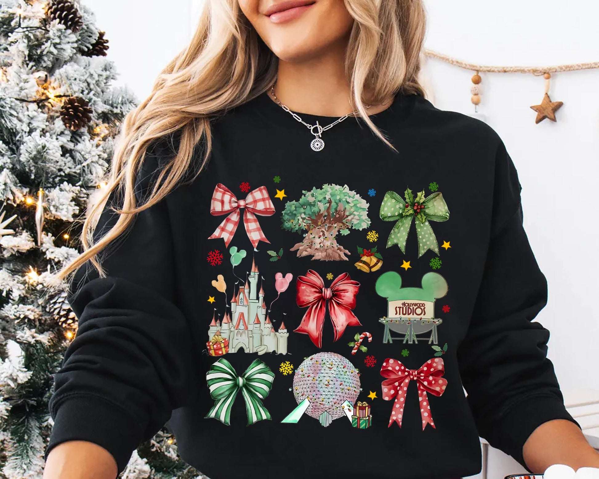 Coquette Christmas Bow Shirt – Cute Holiday Theme Park Tee or Sweatshirt, Festive Gift for Fans