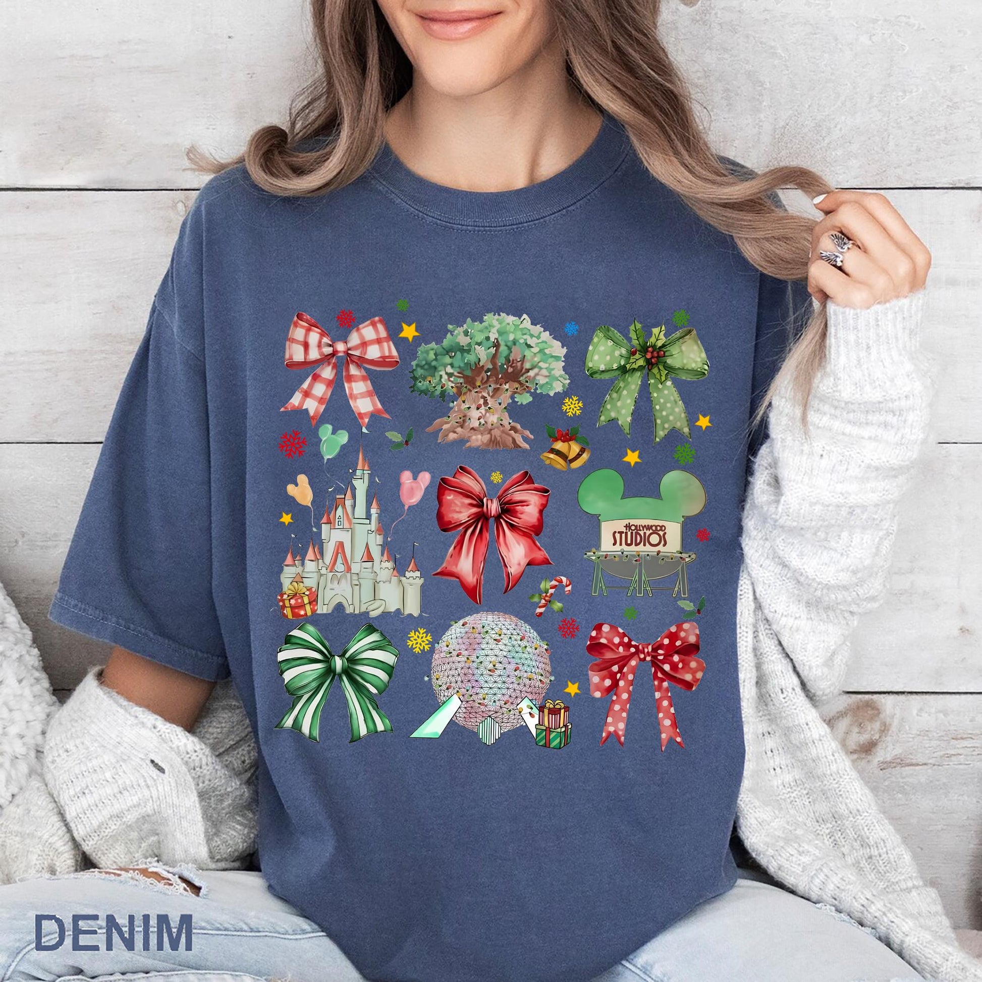 Coquette Christmas Bow Shirt – Cute Holiday Theme Park Tee or Sweatshirt, Festive Gift for Fans