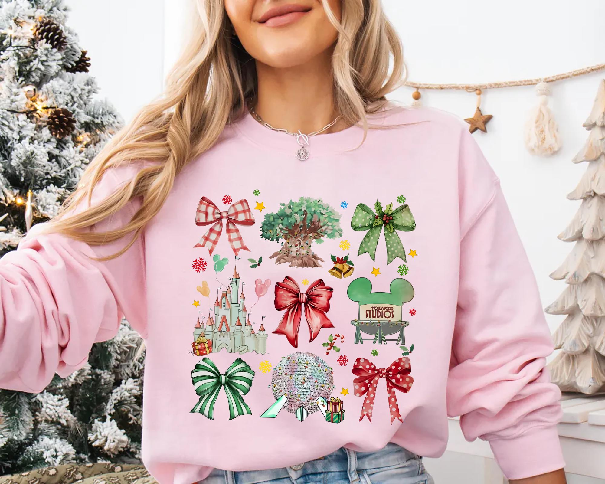 Coquette Christmas Bow Shirt – Cute Holiday Theme Park Tee or Sweatshirt, Festive Gift for Fans