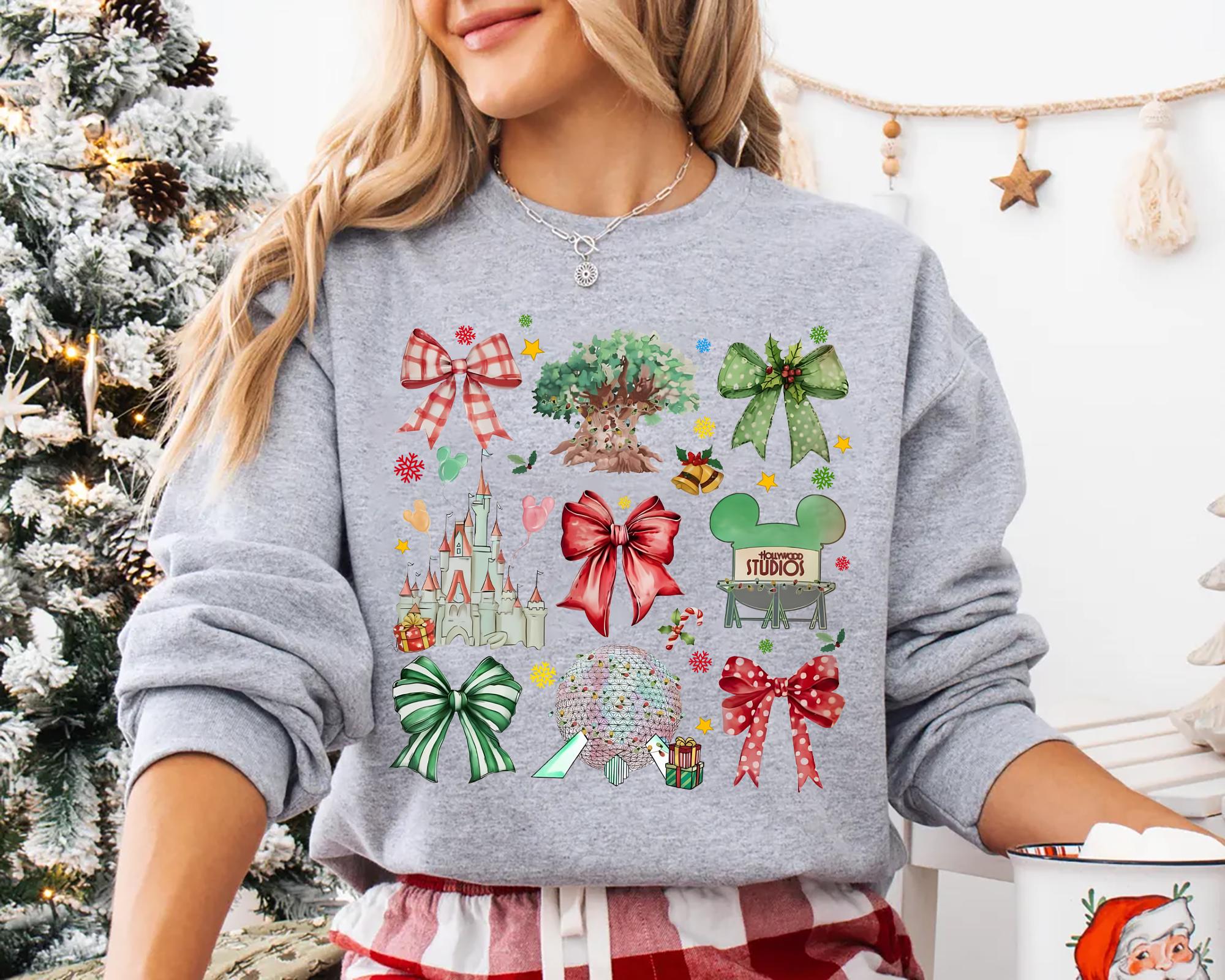 Coquette Christmas Bow Shirt – Cute Holiday Theme Park Tee or Sweatshirt, Festive Gift for Fans