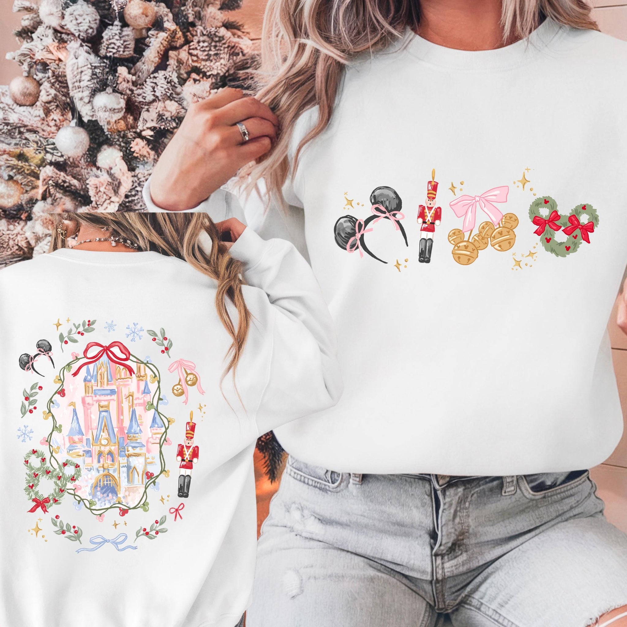 Coquette Bow Christmas Sweatshirt – Magic Castle Xmas Shirt – Cute Holiday Trip Sweater – Nutcracker Christmas Tee