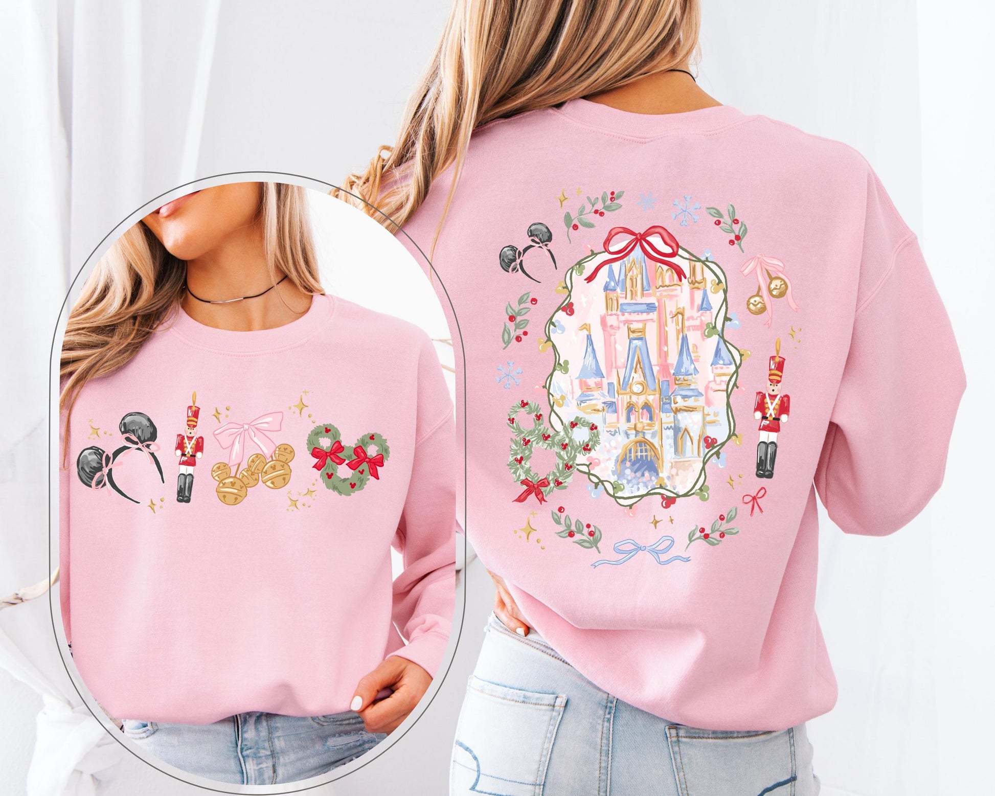 Coquette Bow Christmas Sweatshirt – Magic Castle Xmas Shirt – Cute Holiday Trip Sweater – Nutcracker Christmas Tee