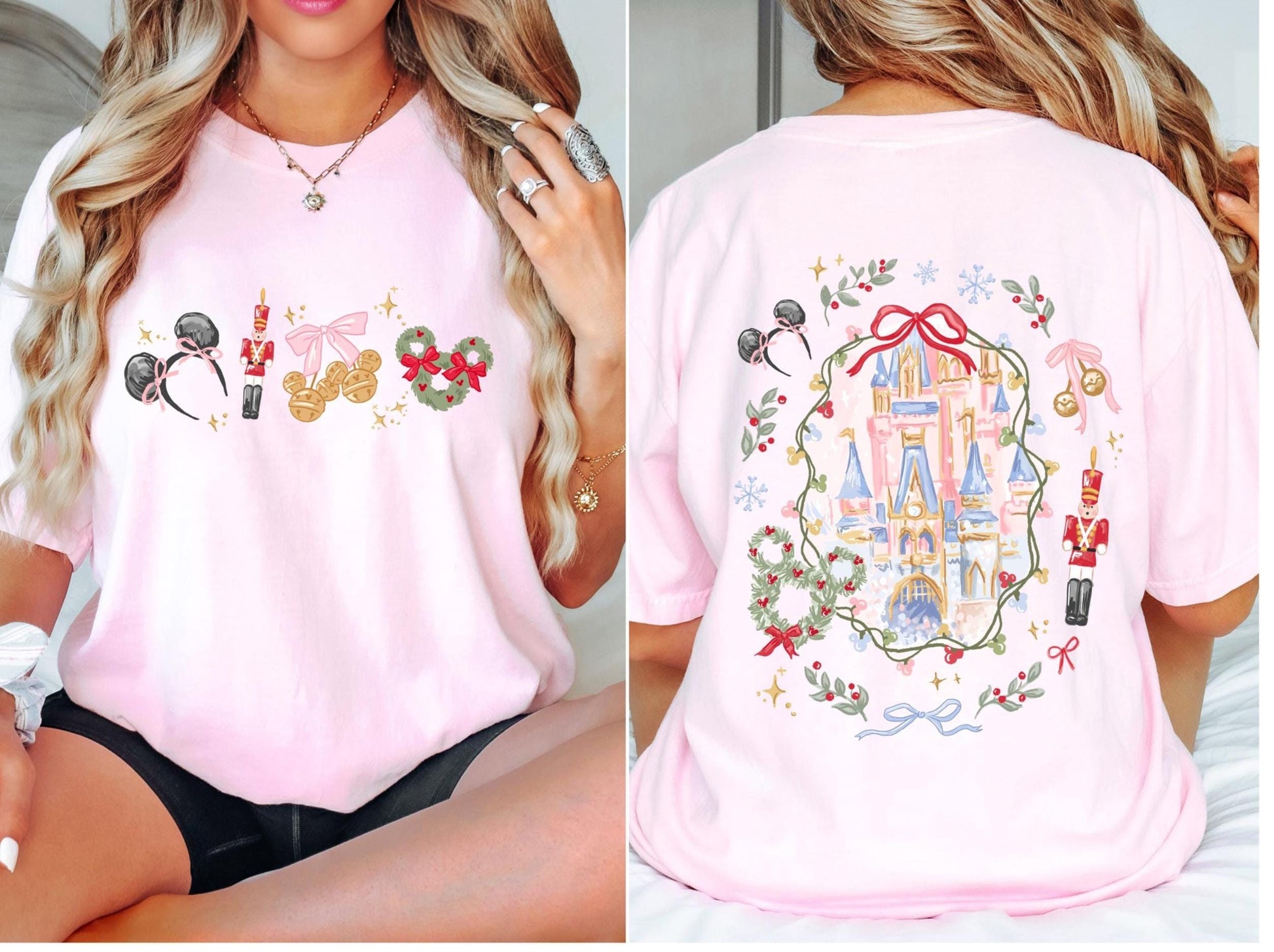 Coquette Bow Christmas Sweatshirt – Magic Castle Xmas Shirt – Cute Holiday Trip Sweater – Nutcracker Christmas Tee