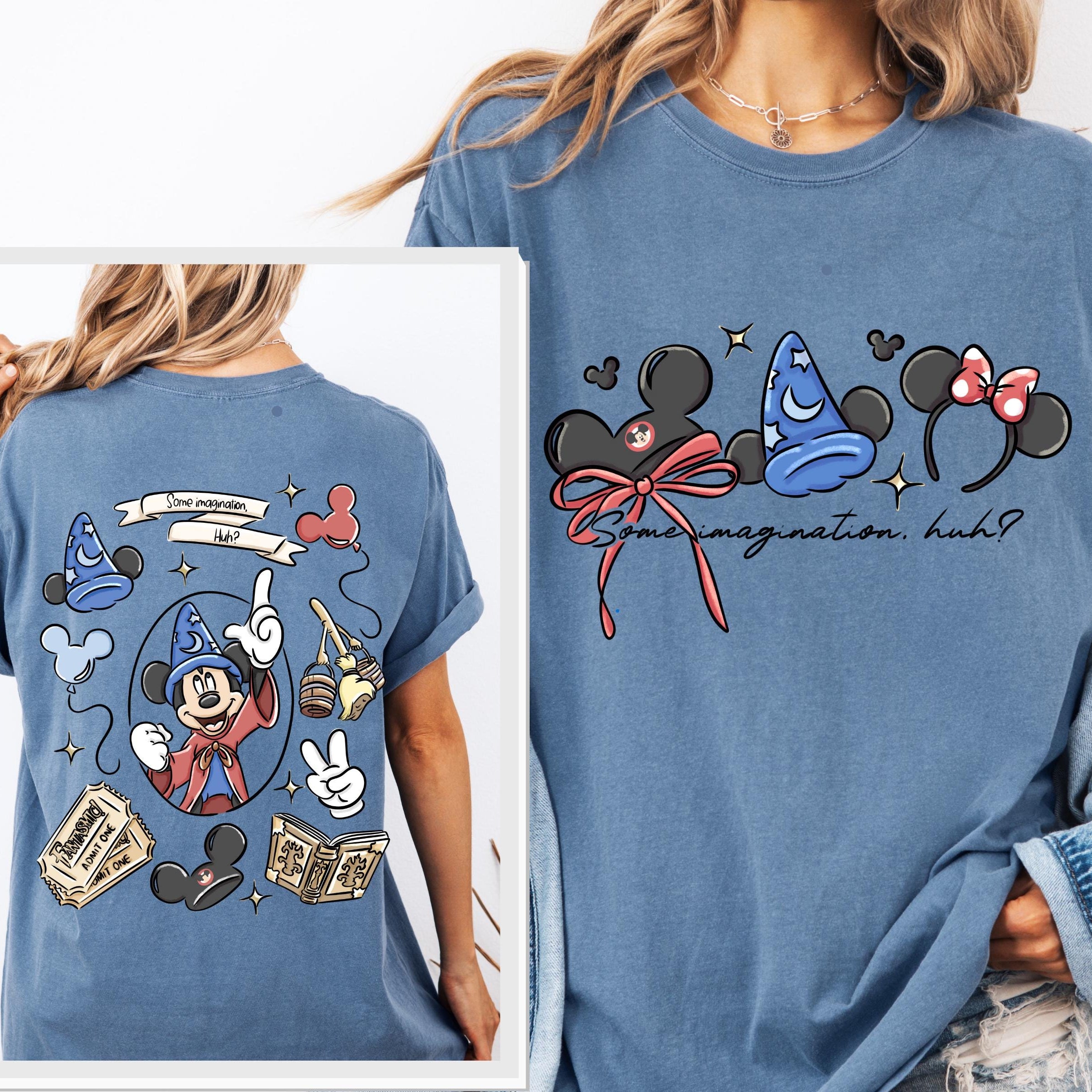 Coquette Bow Sorcerer Shirt – Some Imagination Huh Tee – Fantasia Inspired Mickey Design – Cute Trip Shirt
