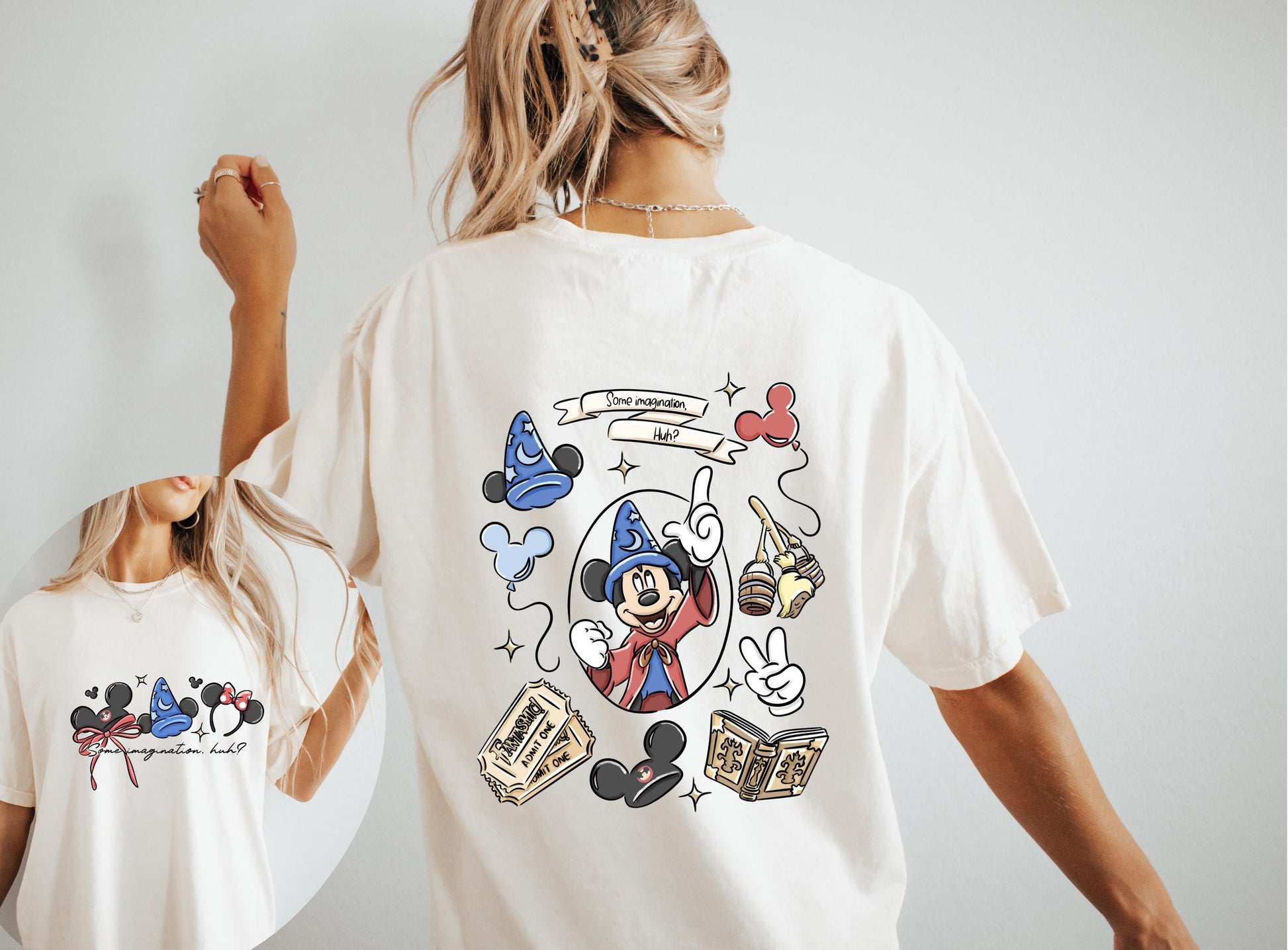 Coquette Bow Sorcerer Shirt – Some Imagination Huh Tee – Fantasia Inspired Mickey Design – Cute Trip Shirt
